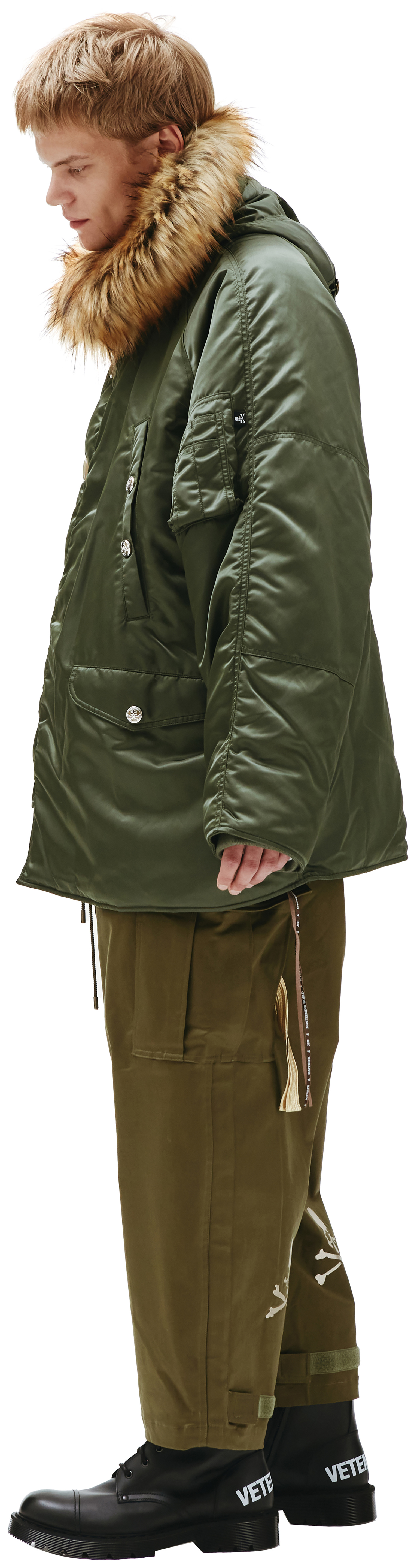 Mastermind WORLD Green Fur Trimmed parka