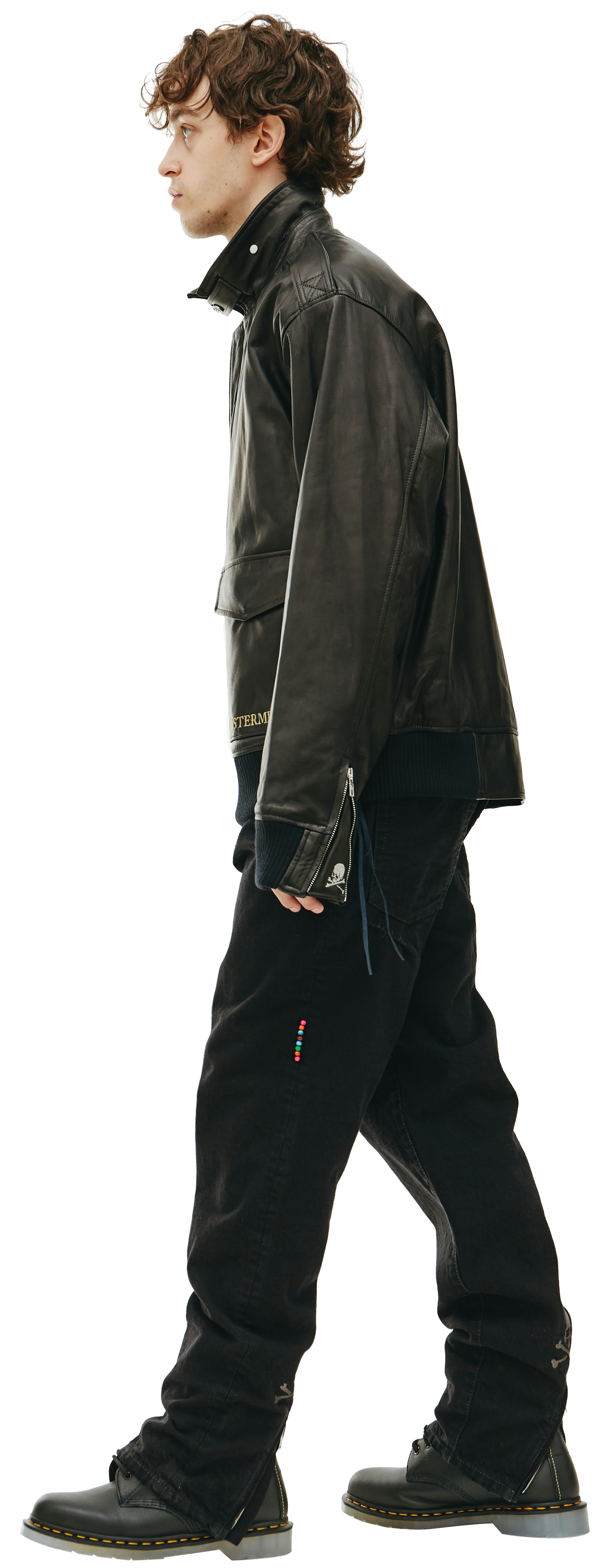 Mastermind WORLD Logo leather jacket