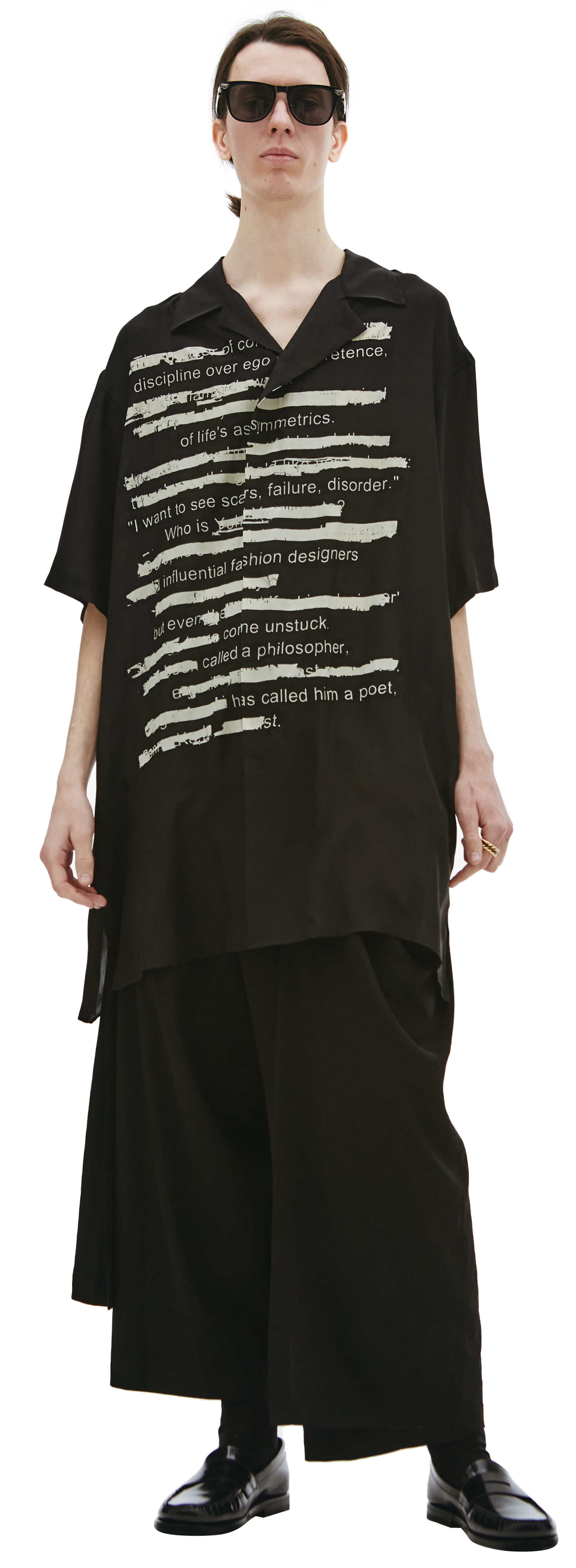 Yohji Yamamoto Black silk shirt with print