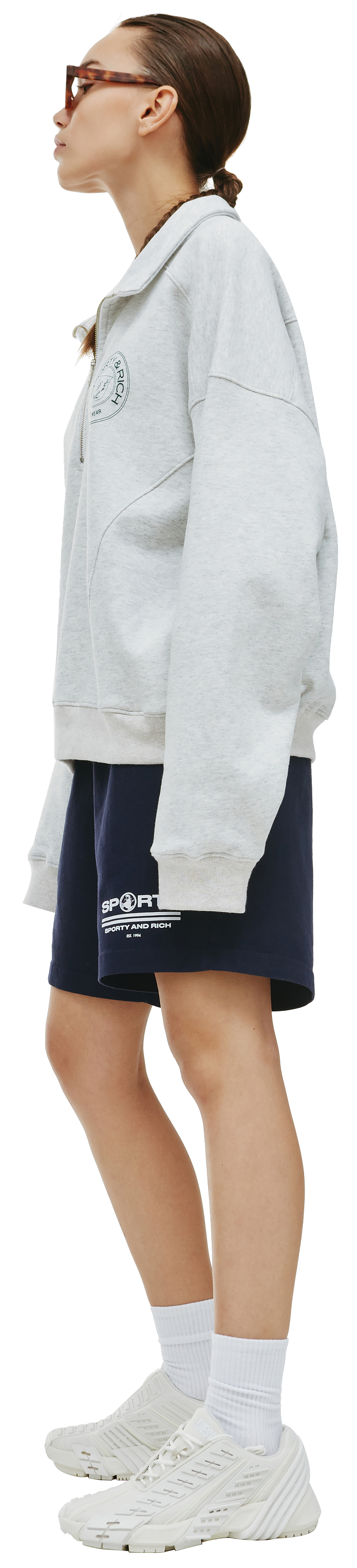 SPORTY & RICH Connecticut Crest Zipped Sweatshirt