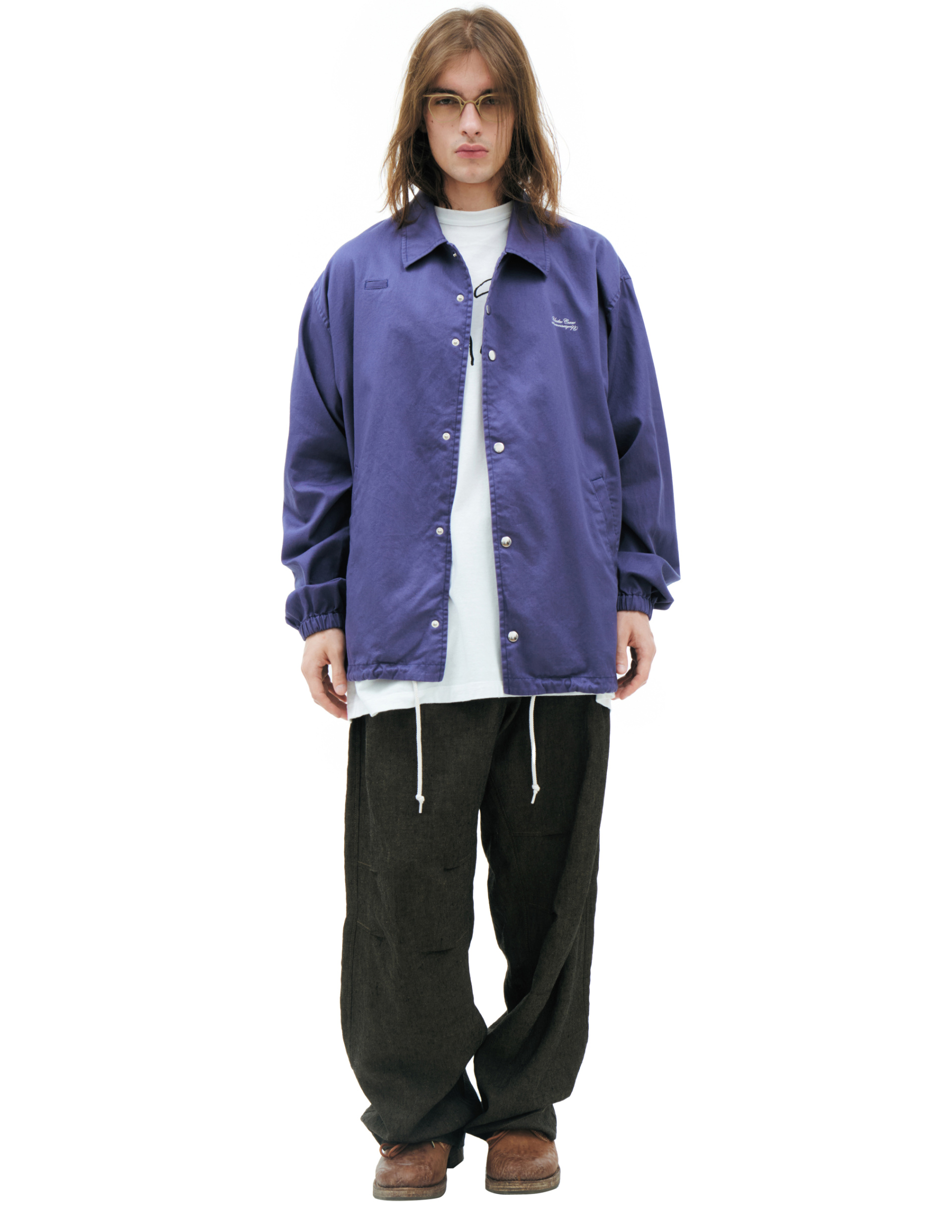 Undercover Куртка-UP1F4204 куртка-рубашка COACH JACKET с лого на груди, кулиска по низу, фиолетовая