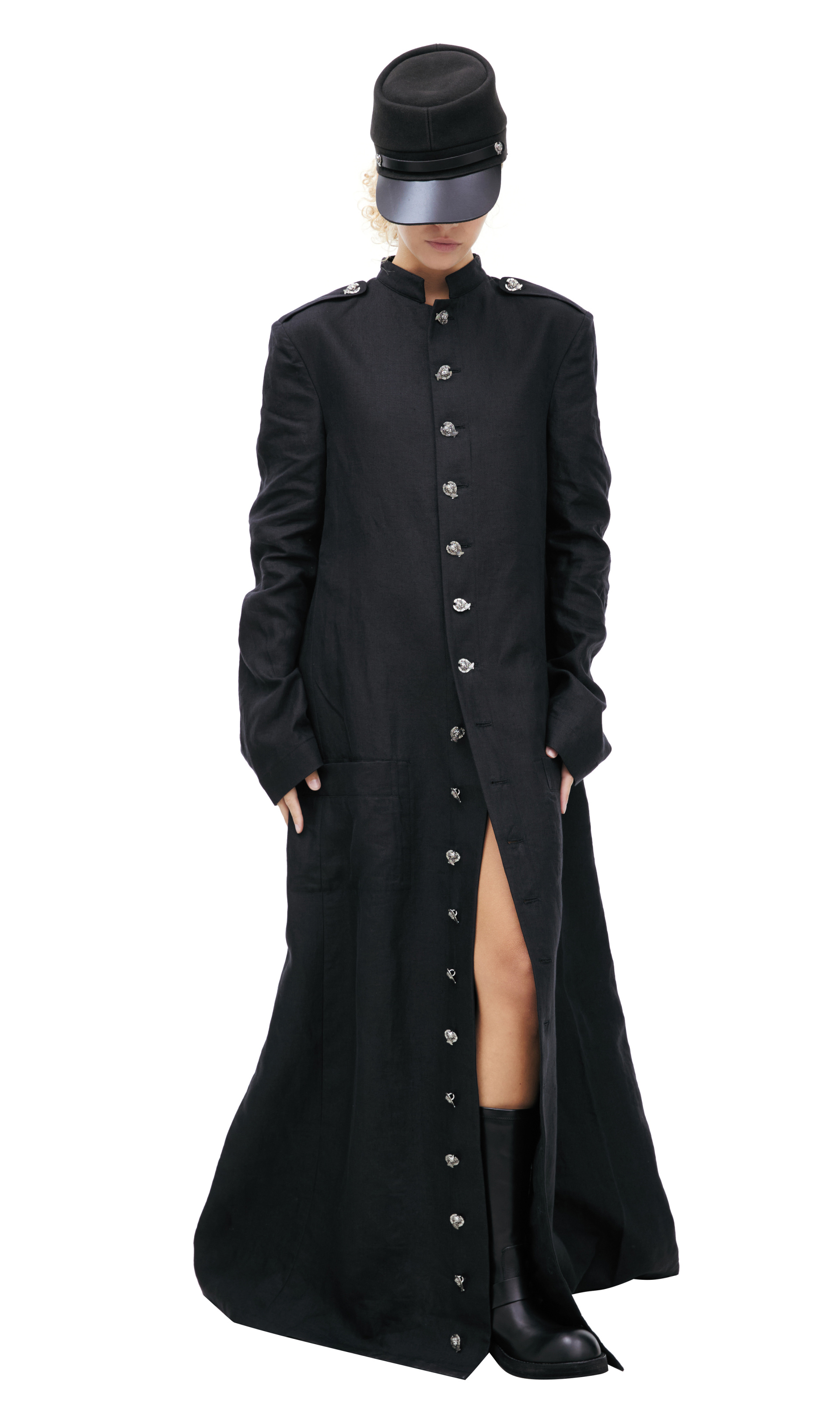 Enfants Riches Déprimés LINEN PRIEST COAT WITH CHERUB BUTTONS