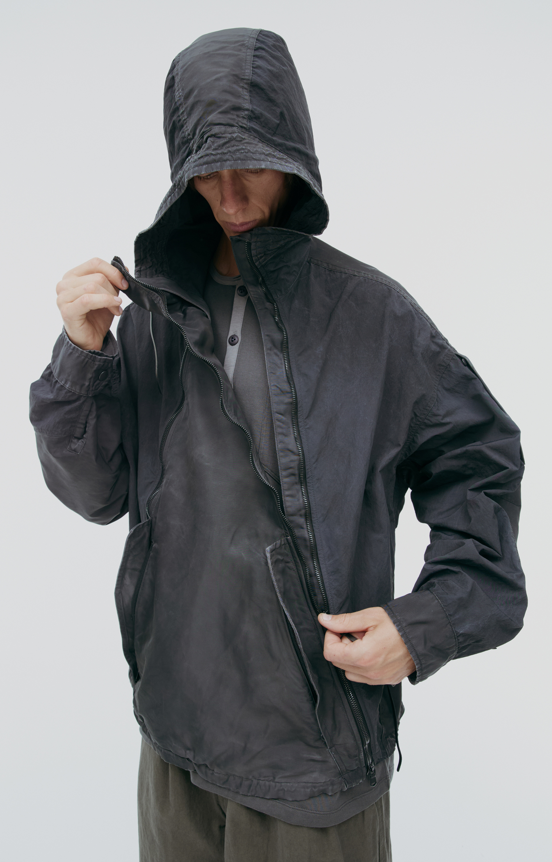 The Viridi-Anne Nylon jacket with a hood