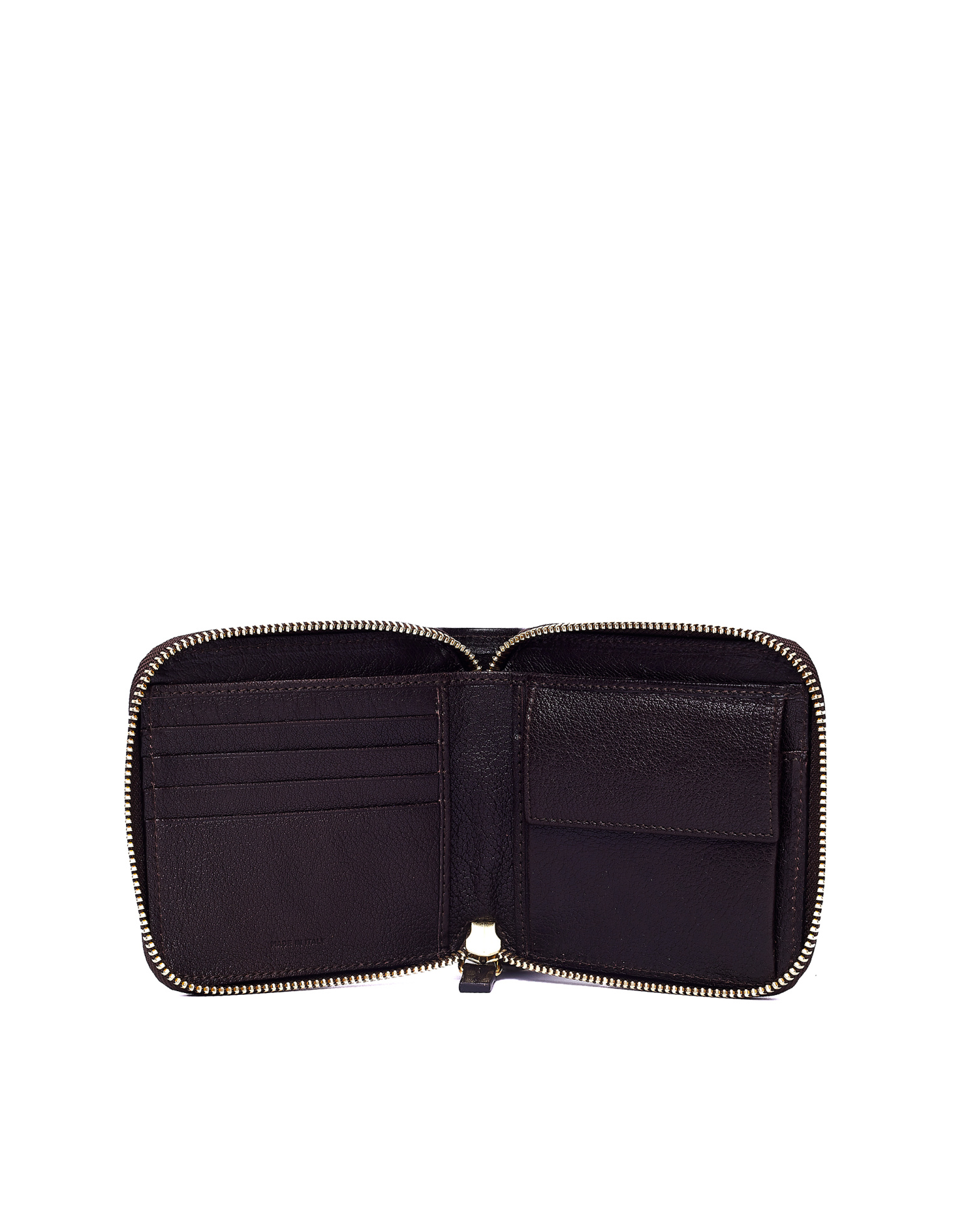 Ugo Cacciatori Dark Brown Leather Zip Pocket Wallet