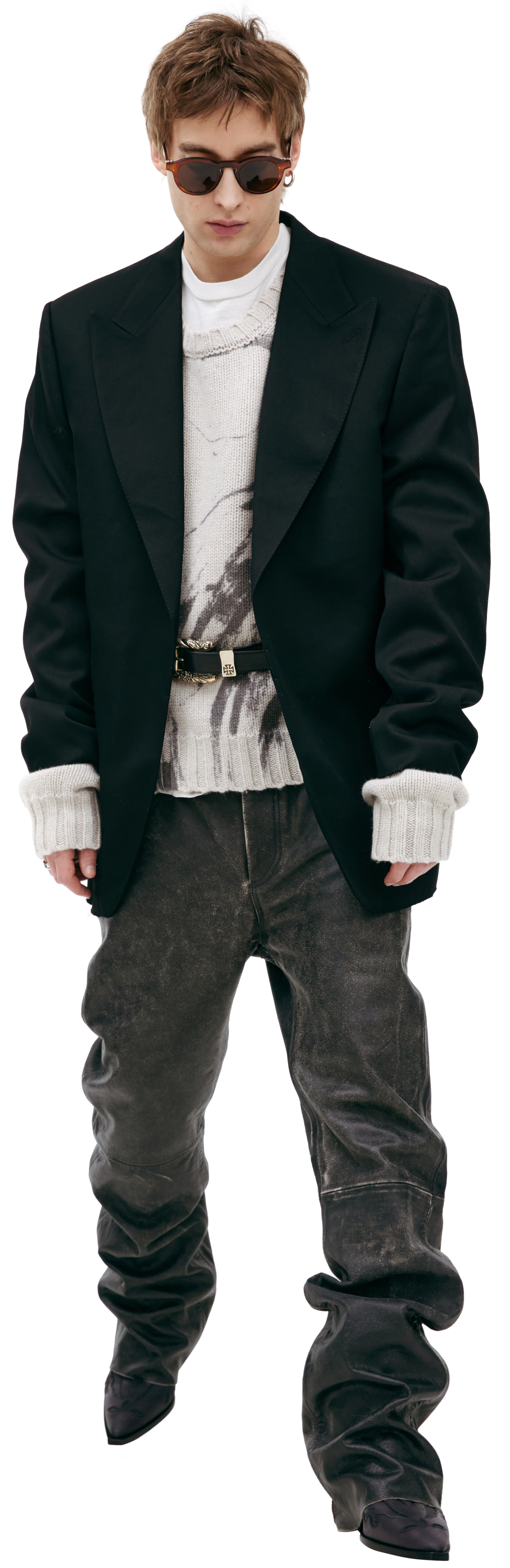 Enfants Riches Déprimés Wool blazer with stitched belt
