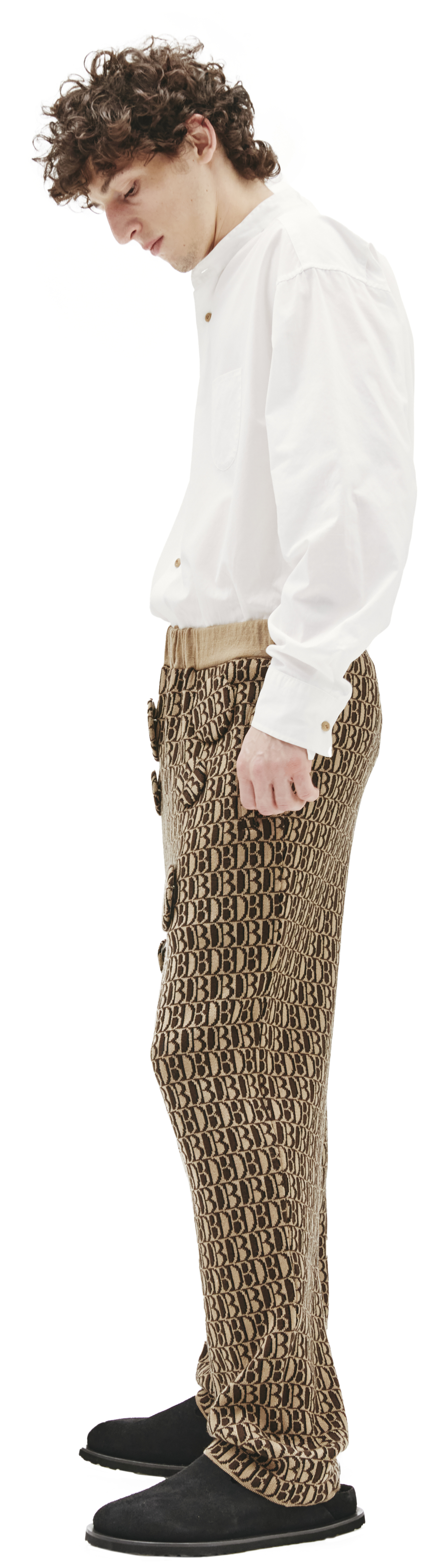 Doublet Brown Knitted Pants With DB MONOGRAM