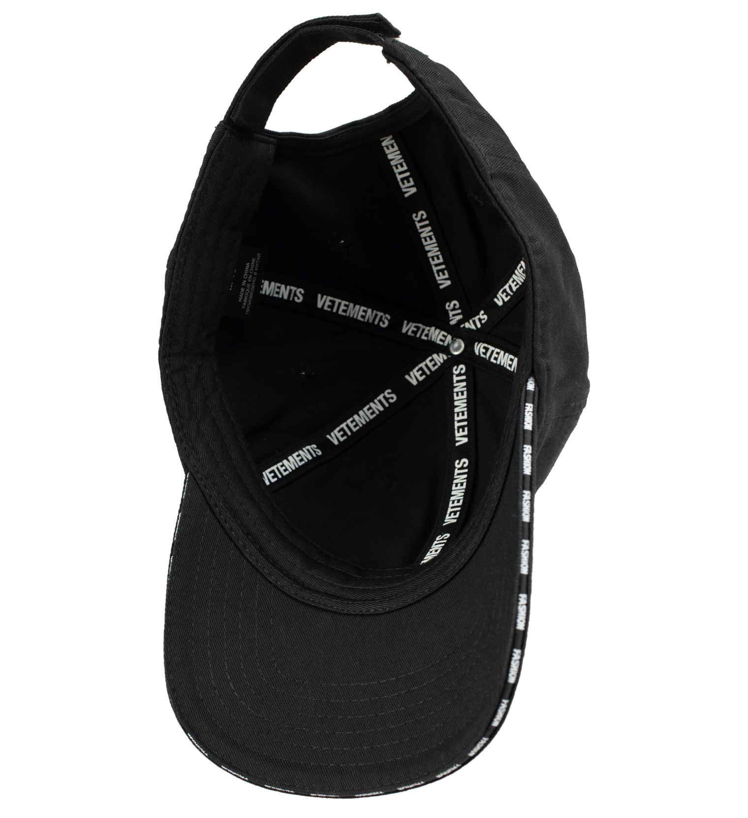 VETEMENTS BLACK EMBROIDERED  Fashion is my Profession CAP