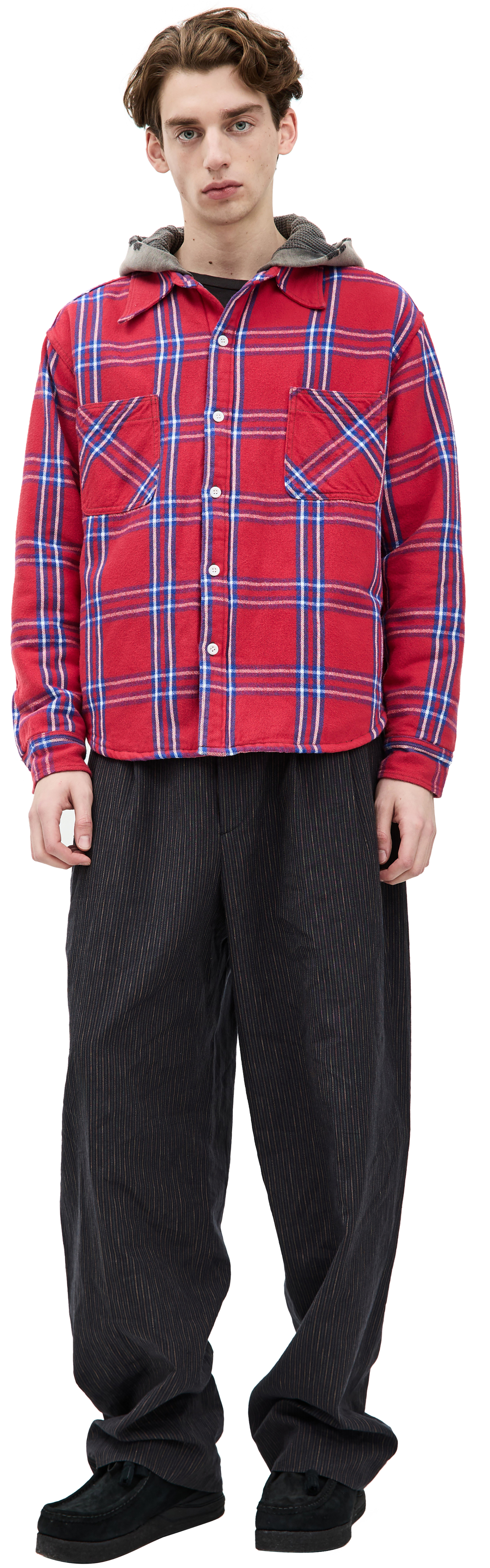 Saint Mxxxxxx Hooded plaid shirt