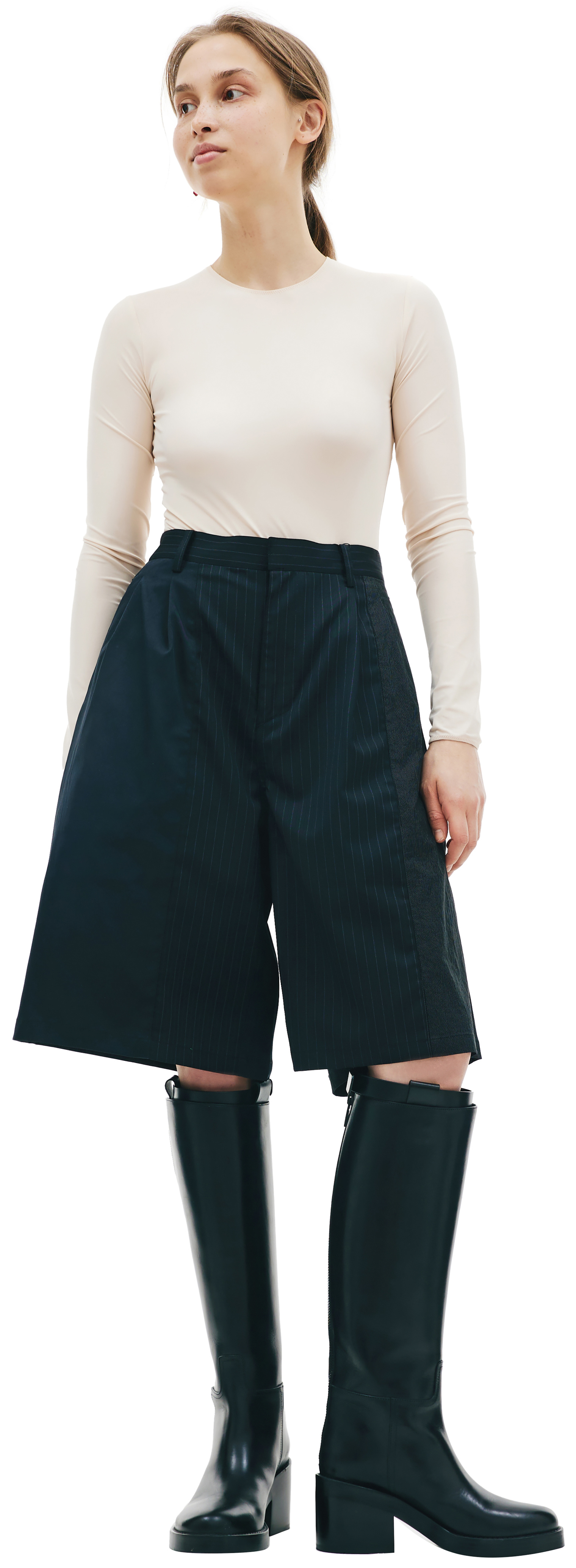 KIMMY Striped patchwork shorts