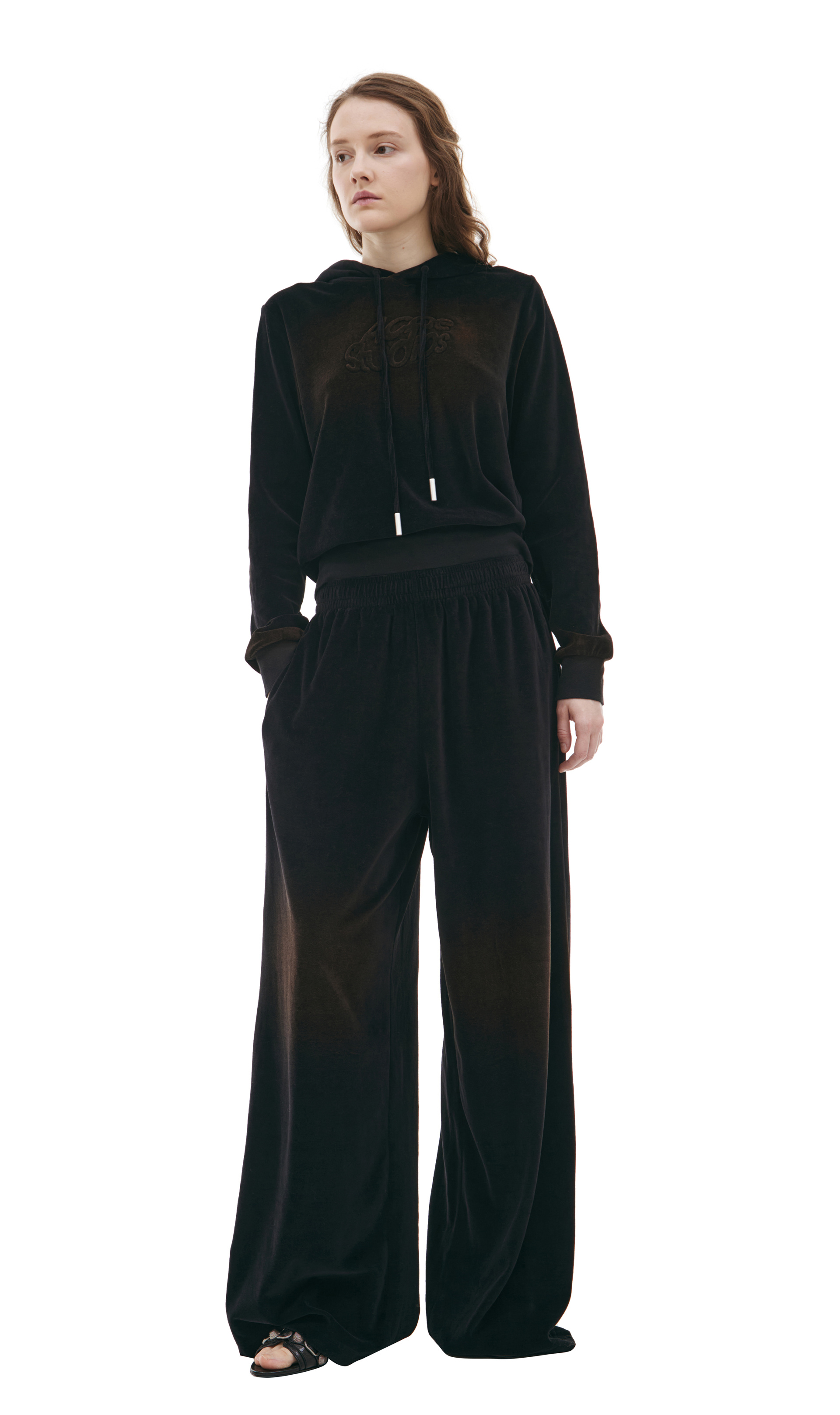 Buy Balenciaga women black logo jumpsuit for $1,610 online