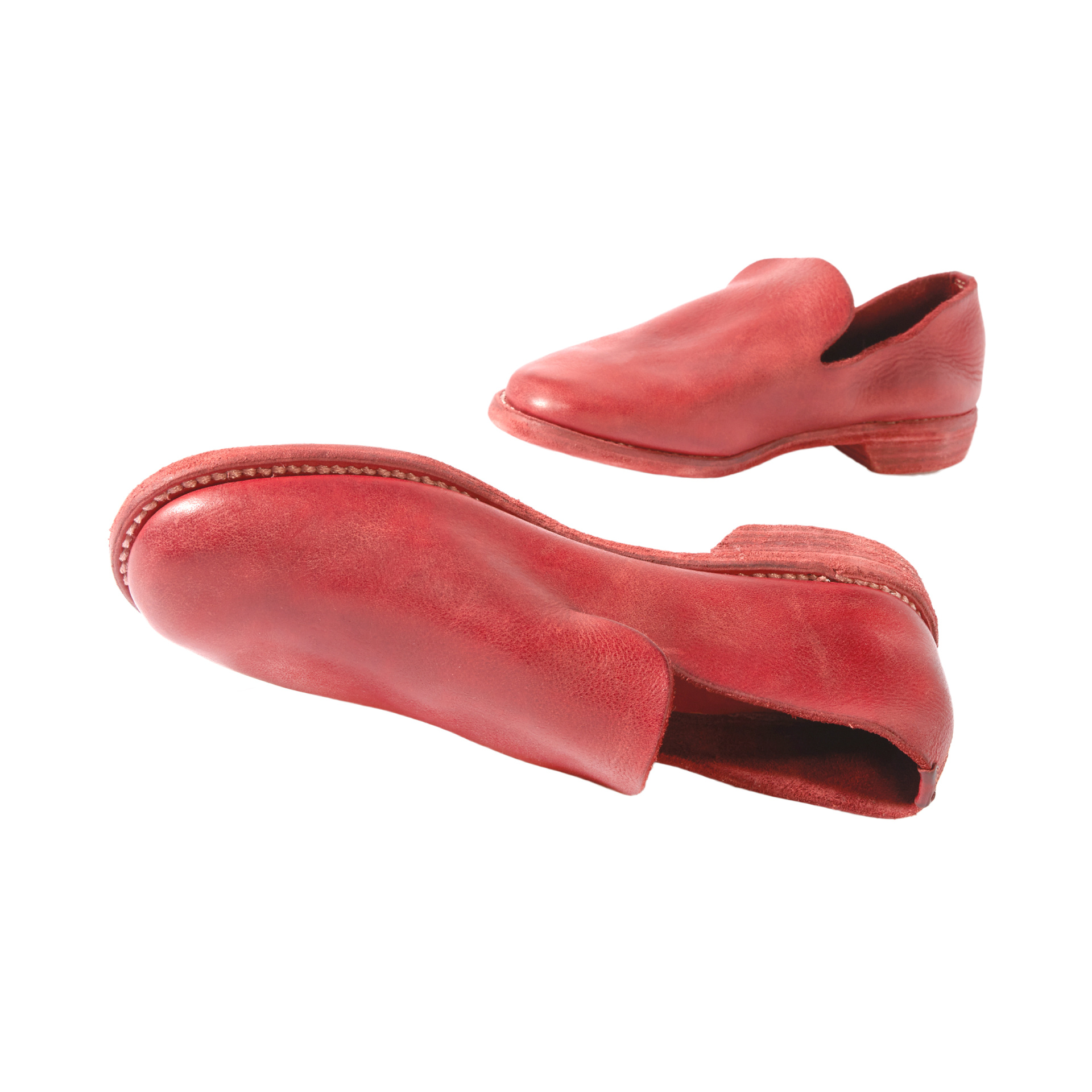 Guidi Red Leather Loafers