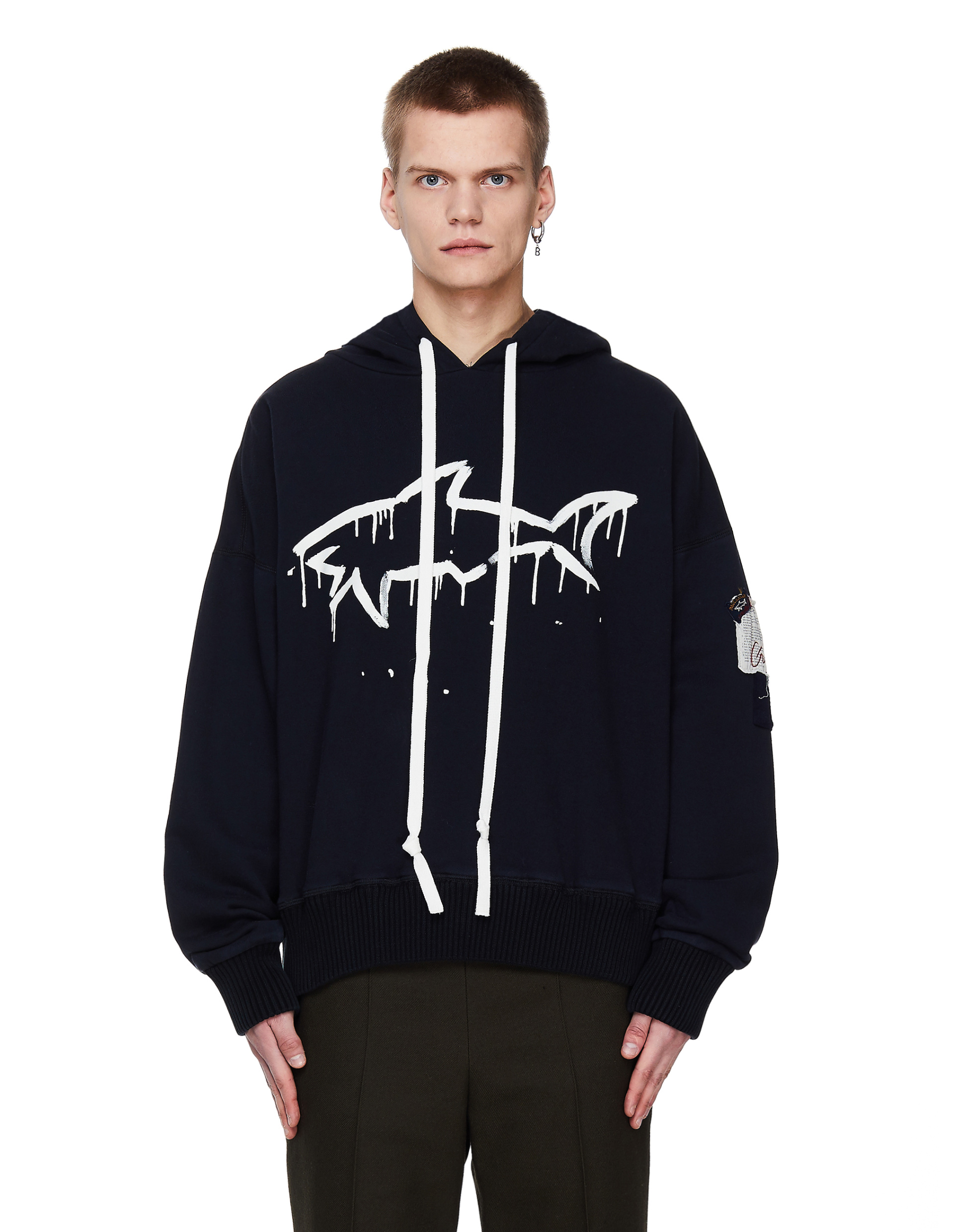 Greg Lauren x Paul Shark Black Hoodie With Patch