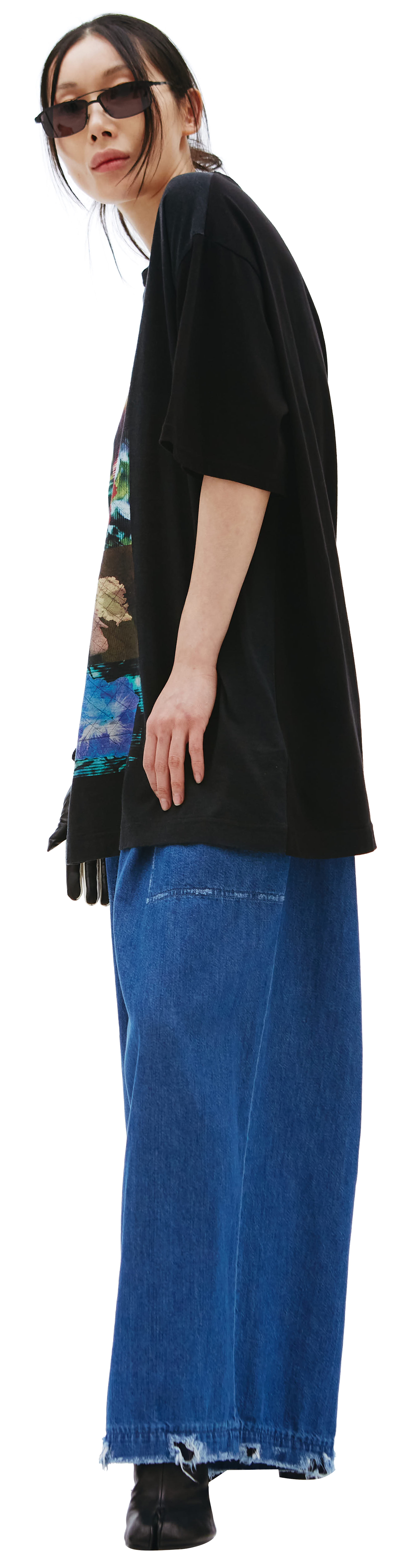 Yohji Yamamoto Футболка с цветочным принтом