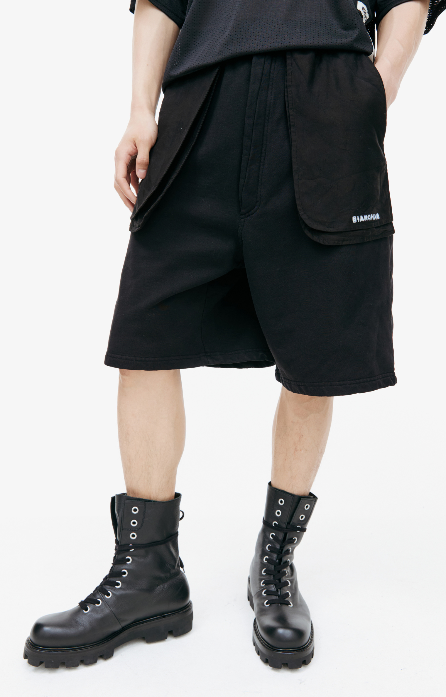 B1ARCHIVE Black cotton shorts