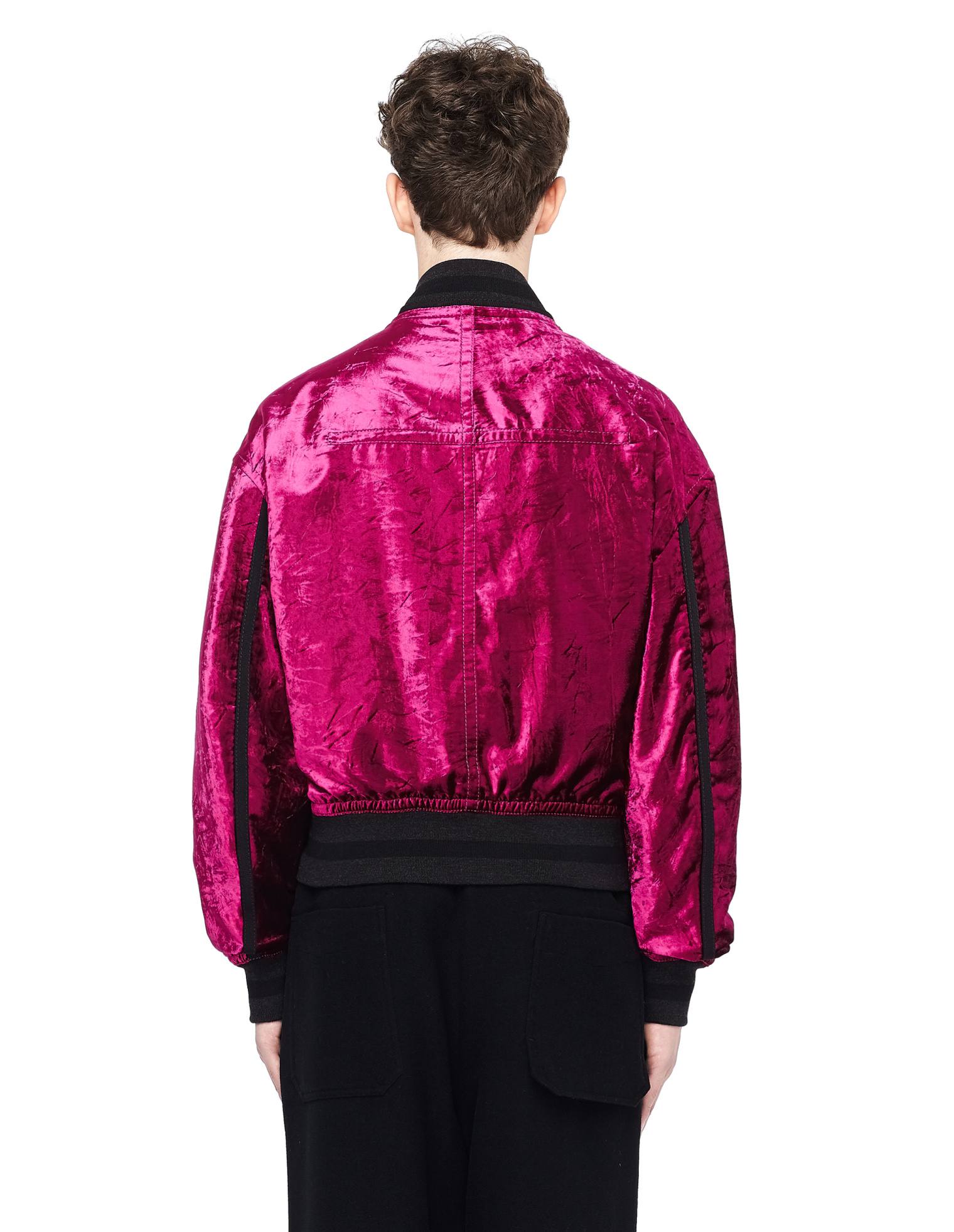 Haider Ackermann Velvet Striped Bomber Jacket