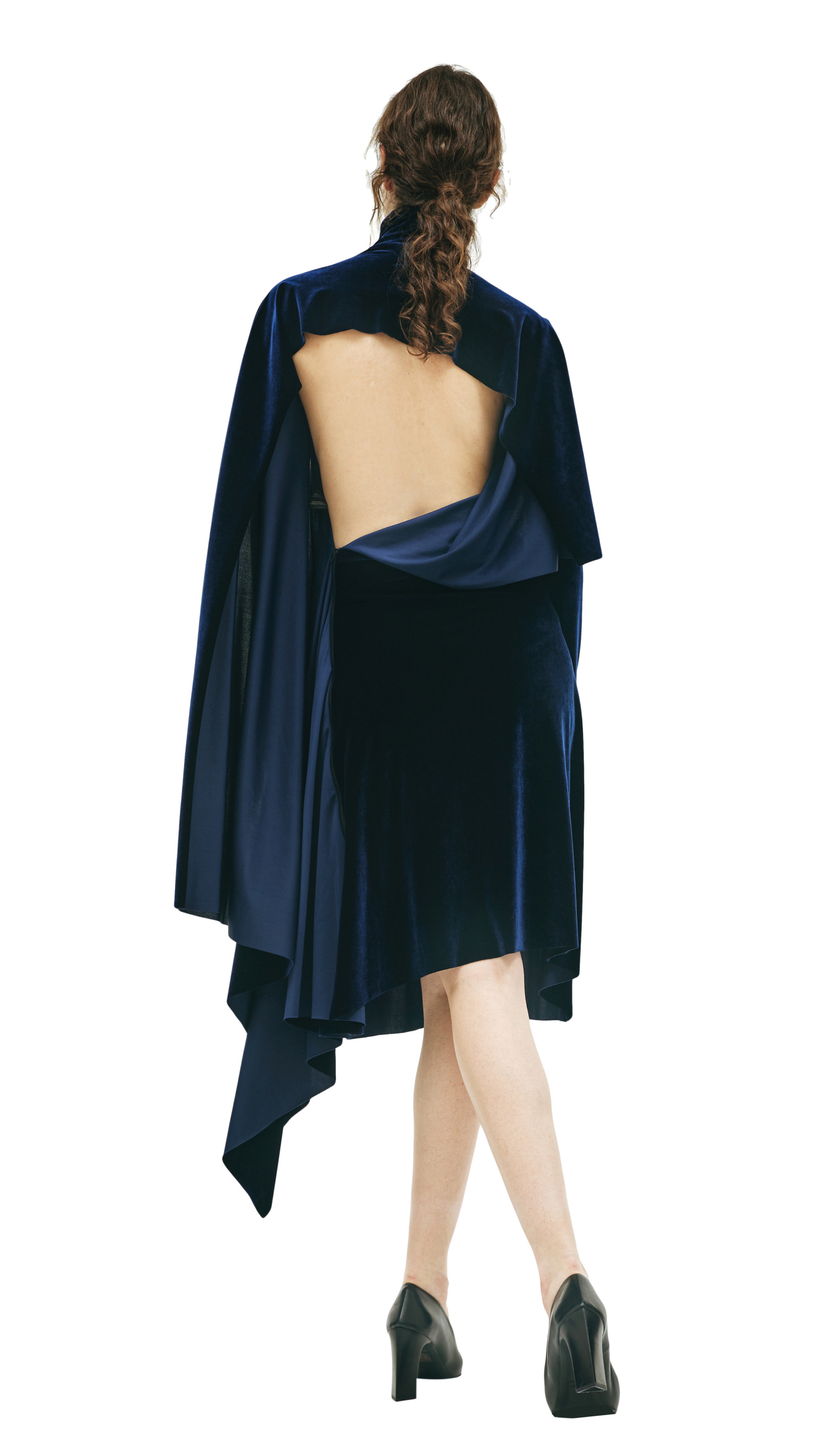 VETEMENTS Blue Velvet Panel Midi Dress