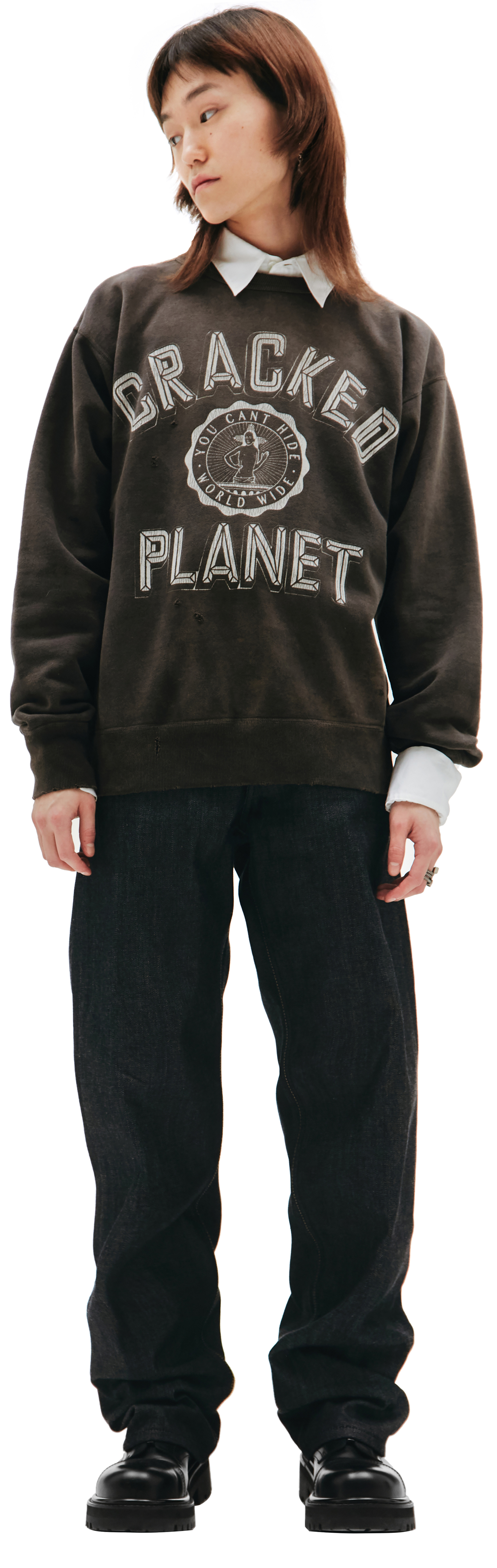 Saint Michael Cracked Planet Printed Sweatshirt