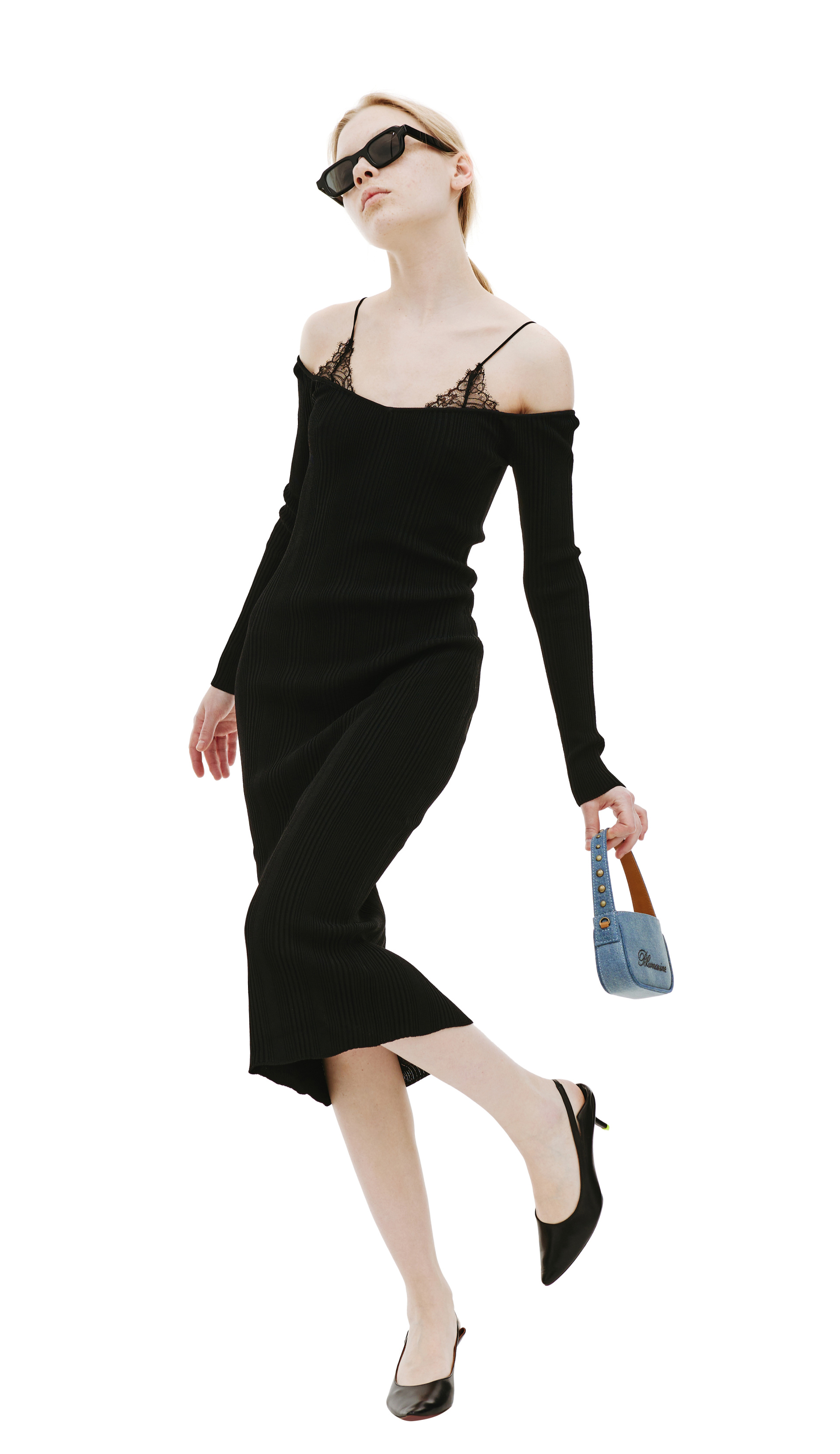 Blumarine Knit dress with lace