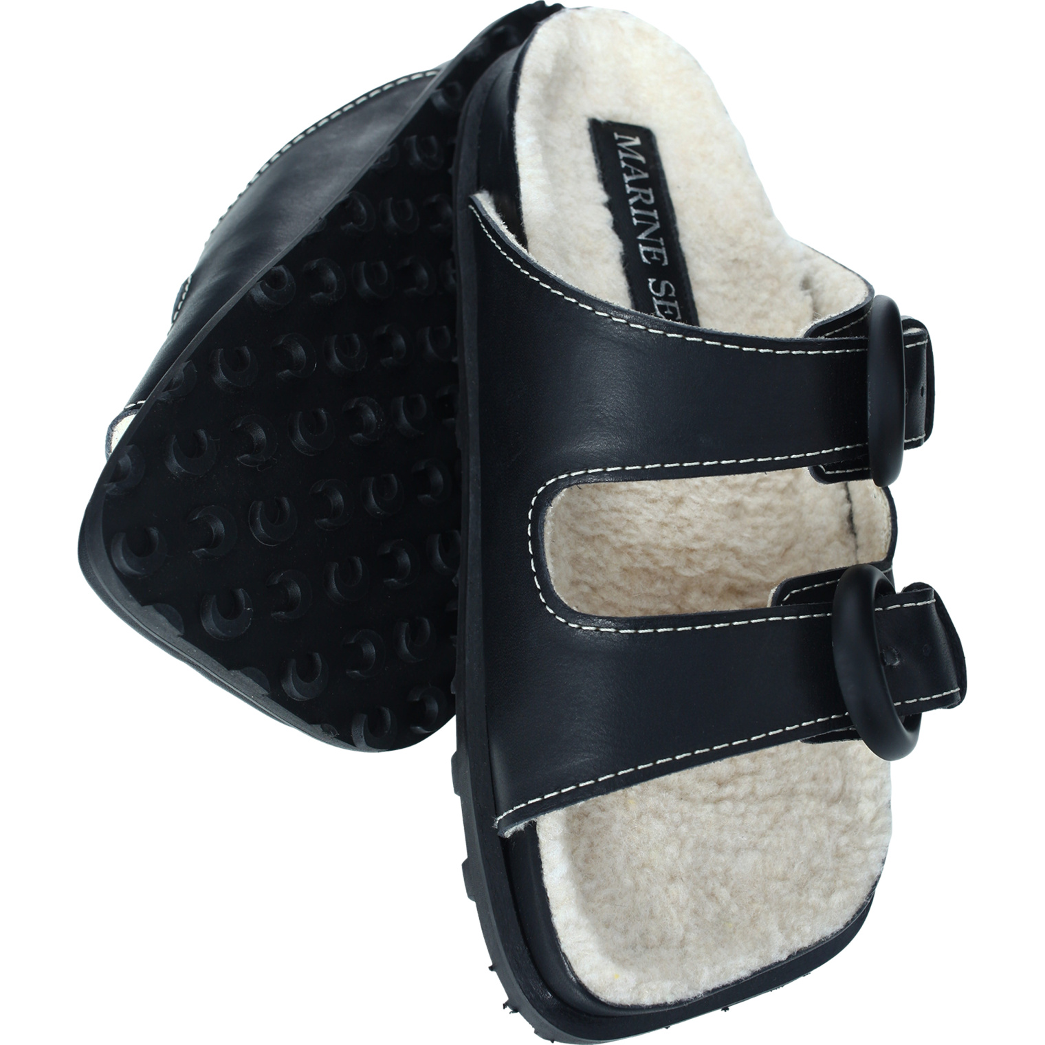 MARINE SERRE Leather square toe sandals