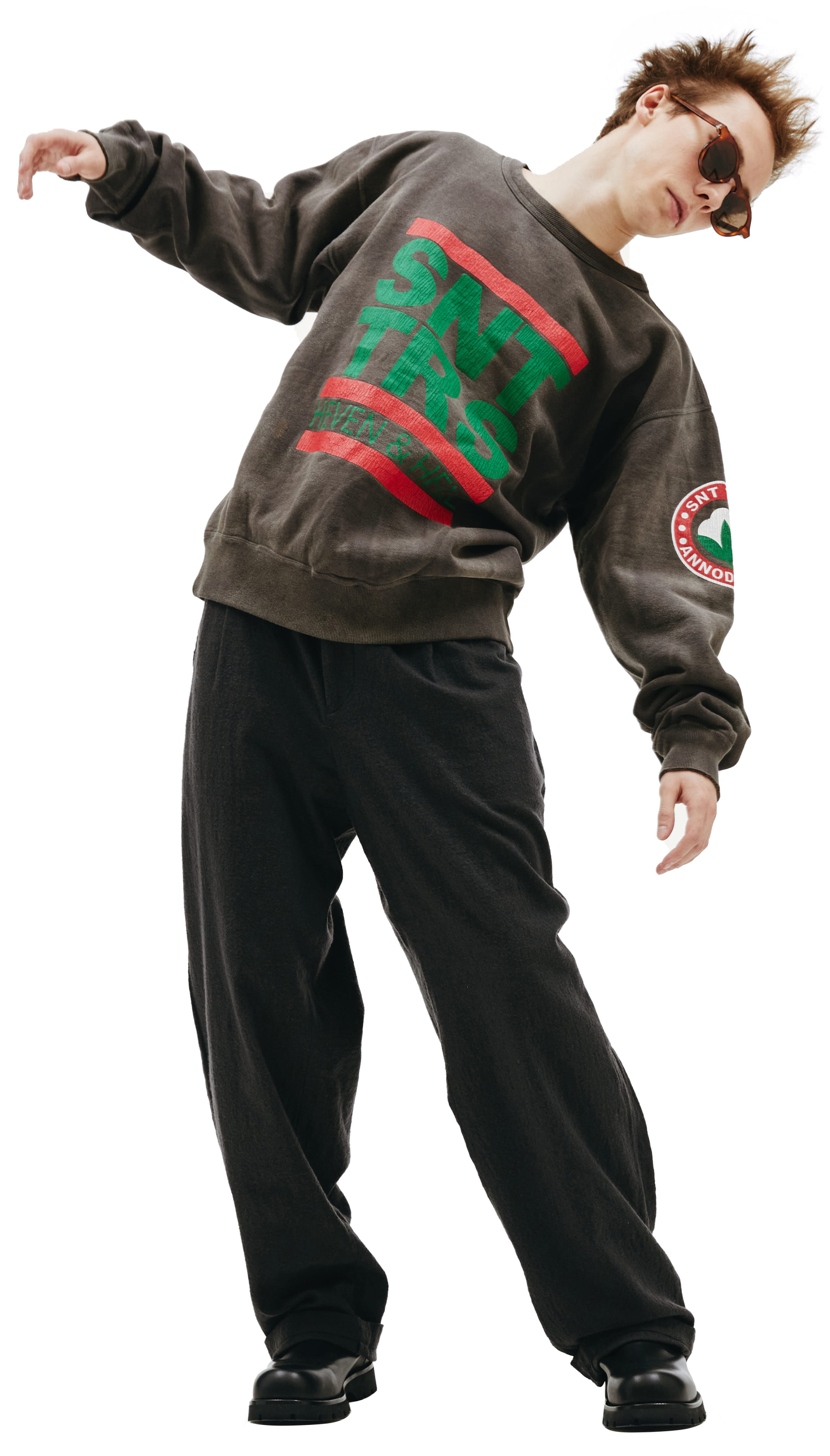 Saint Michael Sweatshirt with cracked print