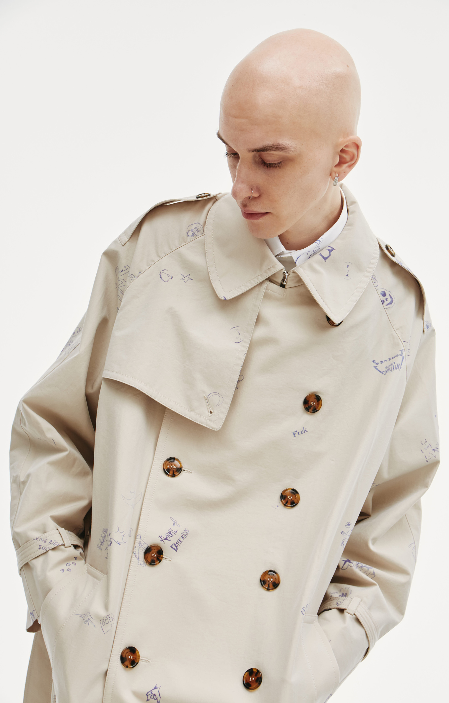 VETEMENTS Тренч Scribbled из хлопка