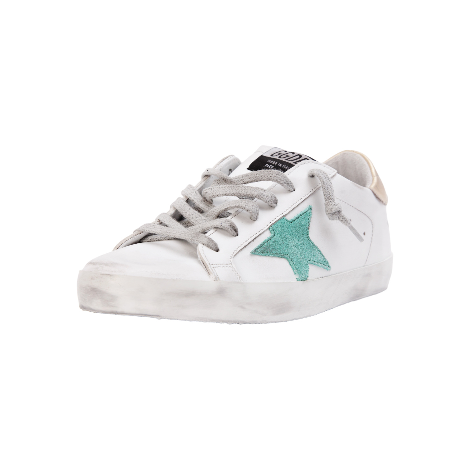 Golden Goose White & Green Superstar Sneakers