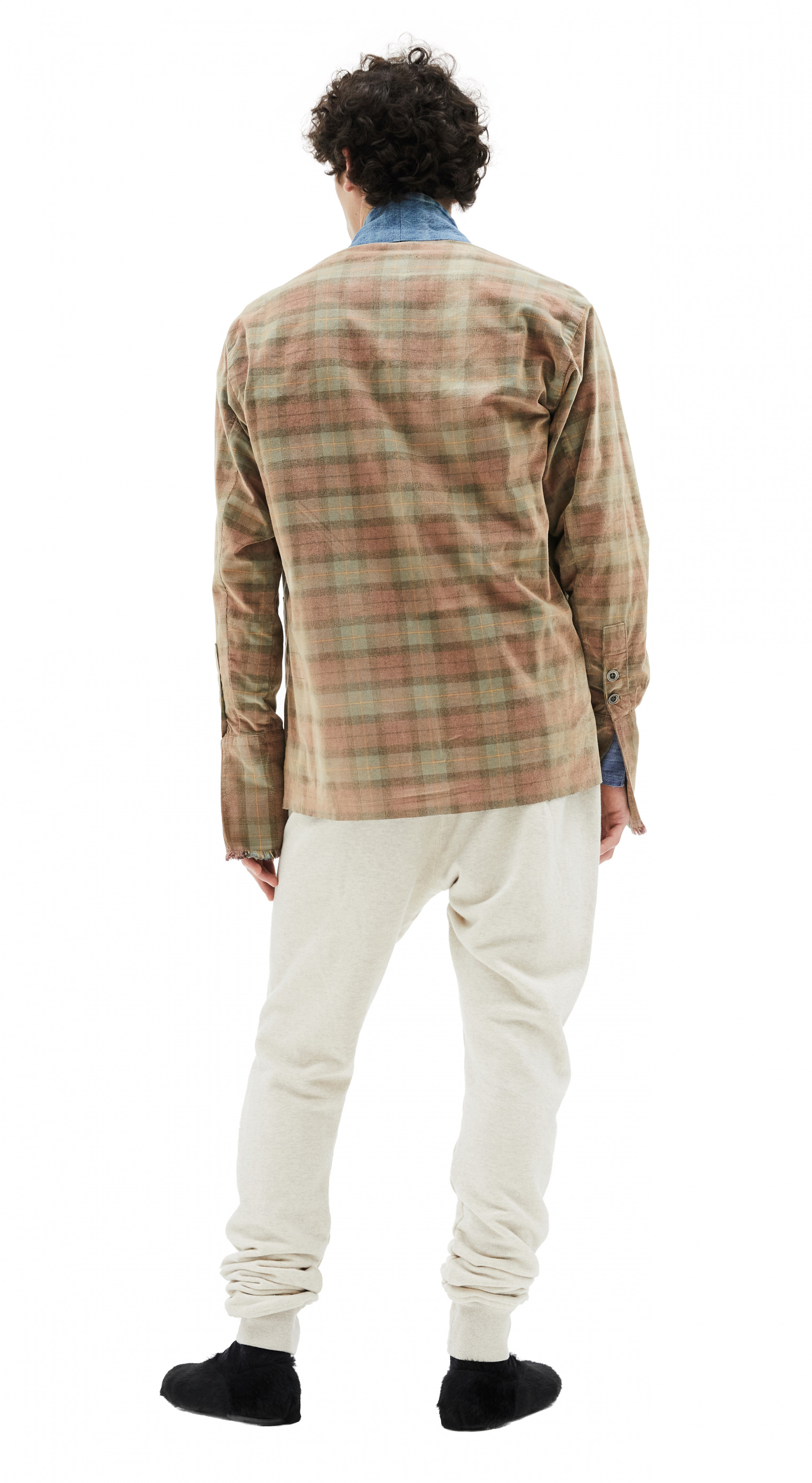 Greg Lauren Brown Shirt With Denim Inserts