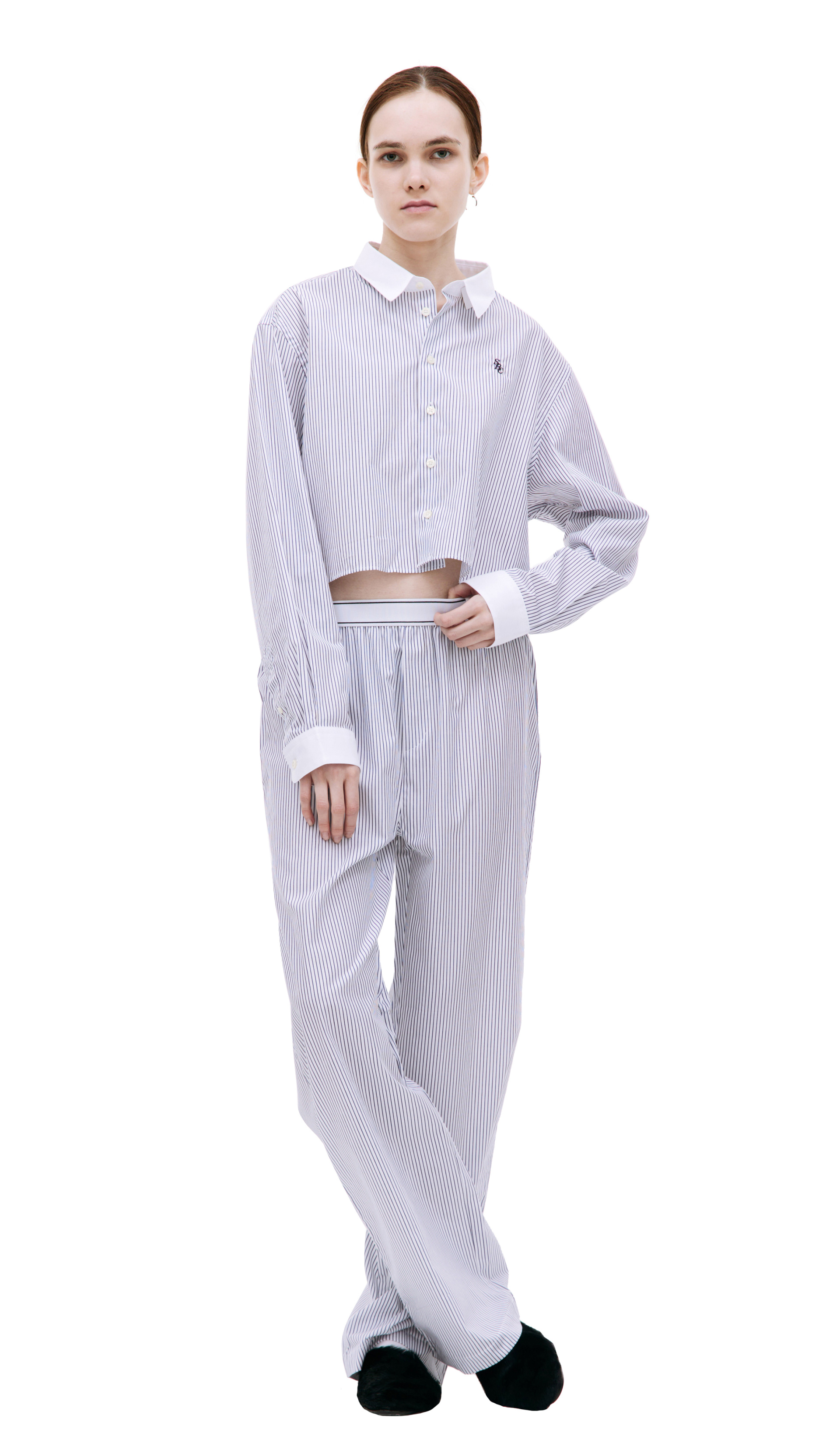 SPORTY & RICH Cotton striped trousers