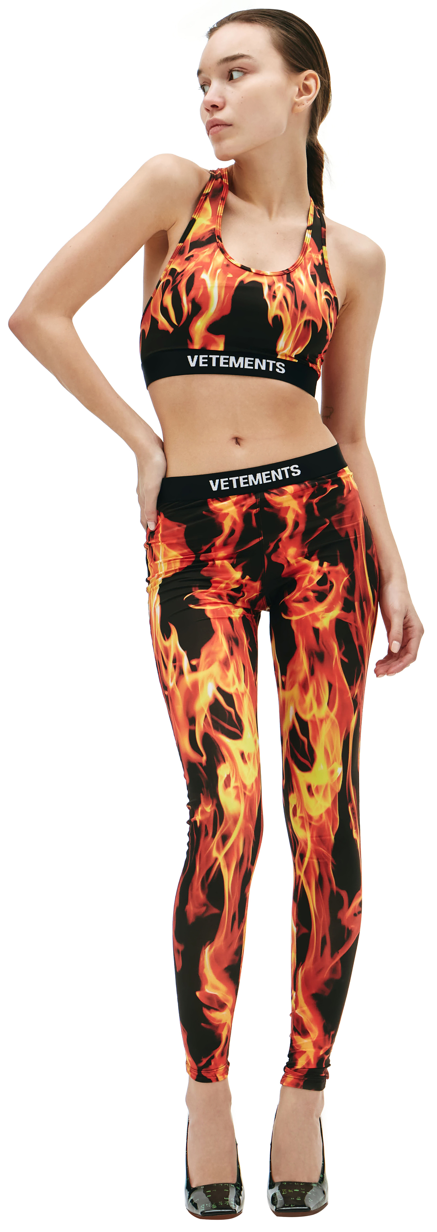 VETEMENTS Fire print leggings