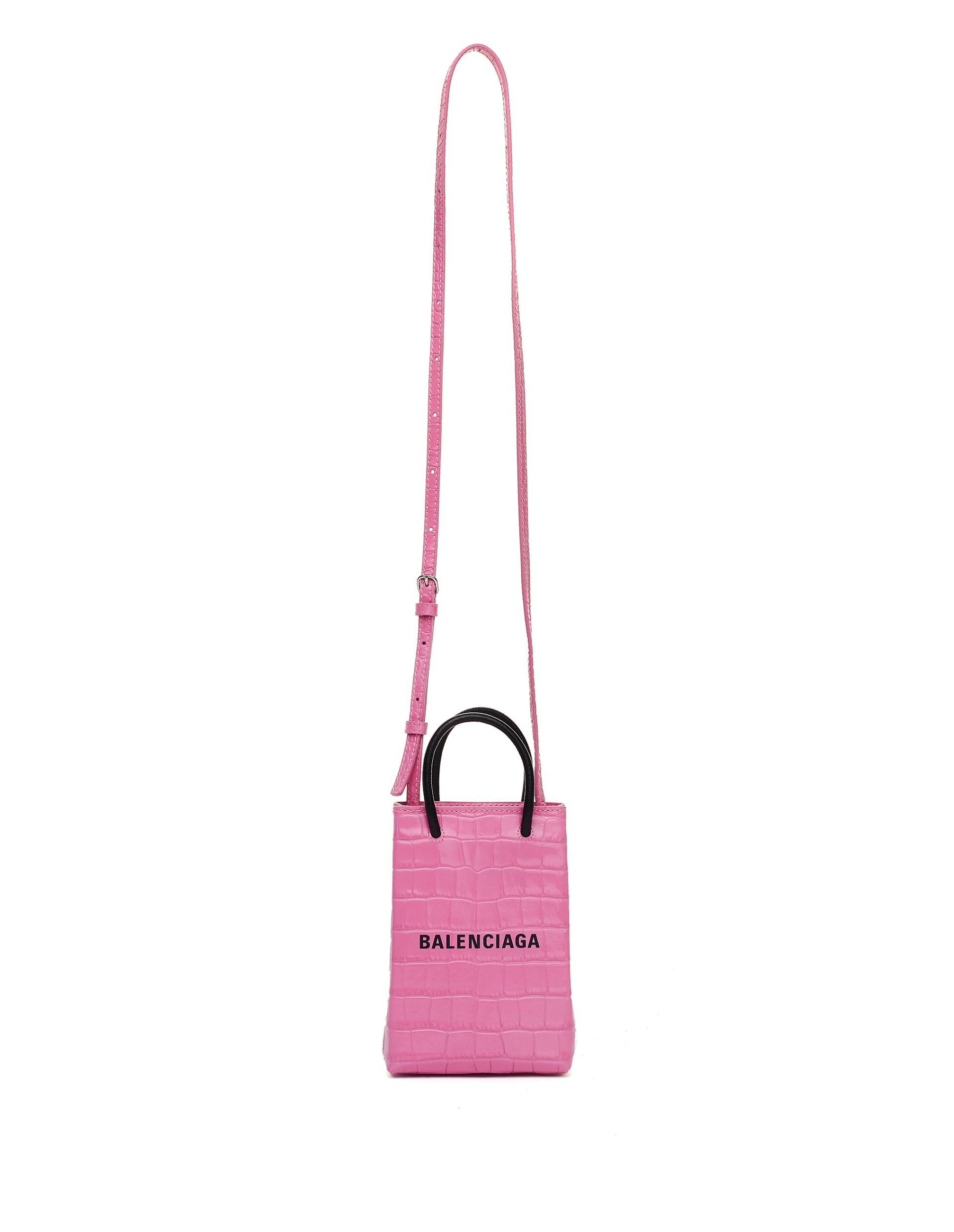 Balenciaga Pink Leather Shopping Phone Holder