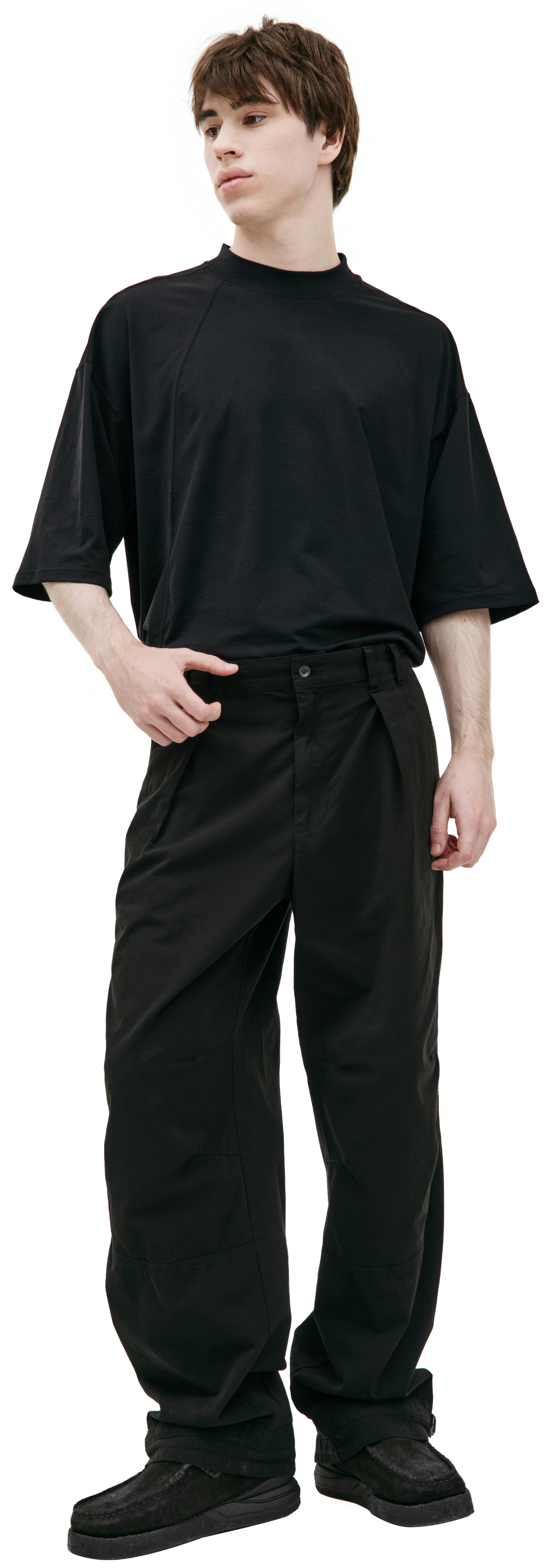 The Viridi-Anne Black cotton wide trousers