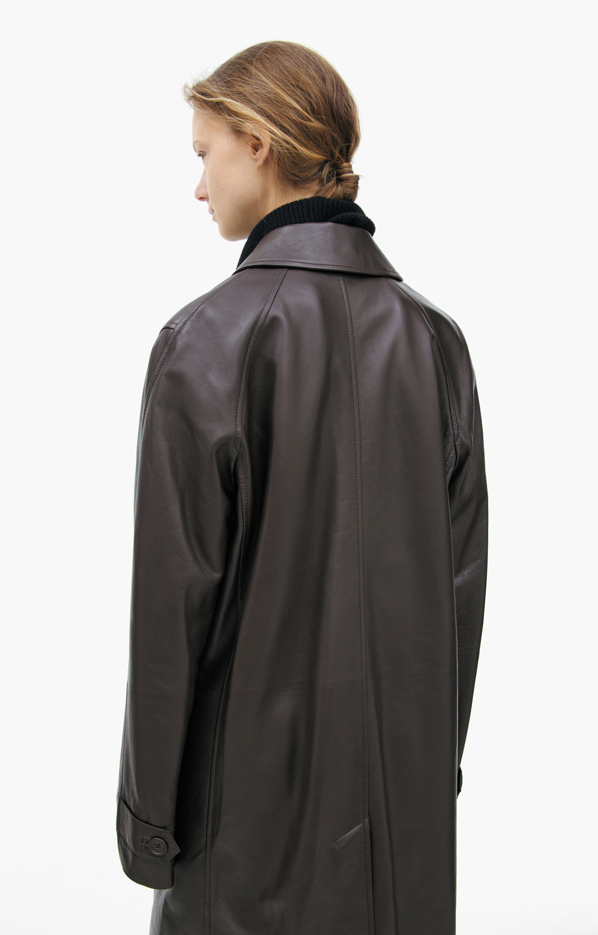 The Row Brown leather coat