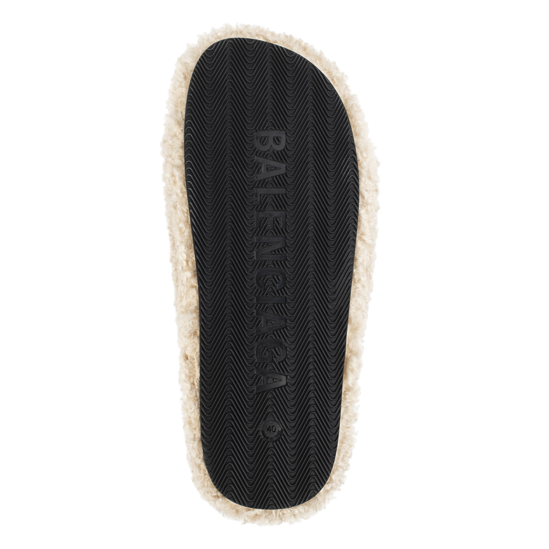 Balenciaga Furry Slide Sandals in beige