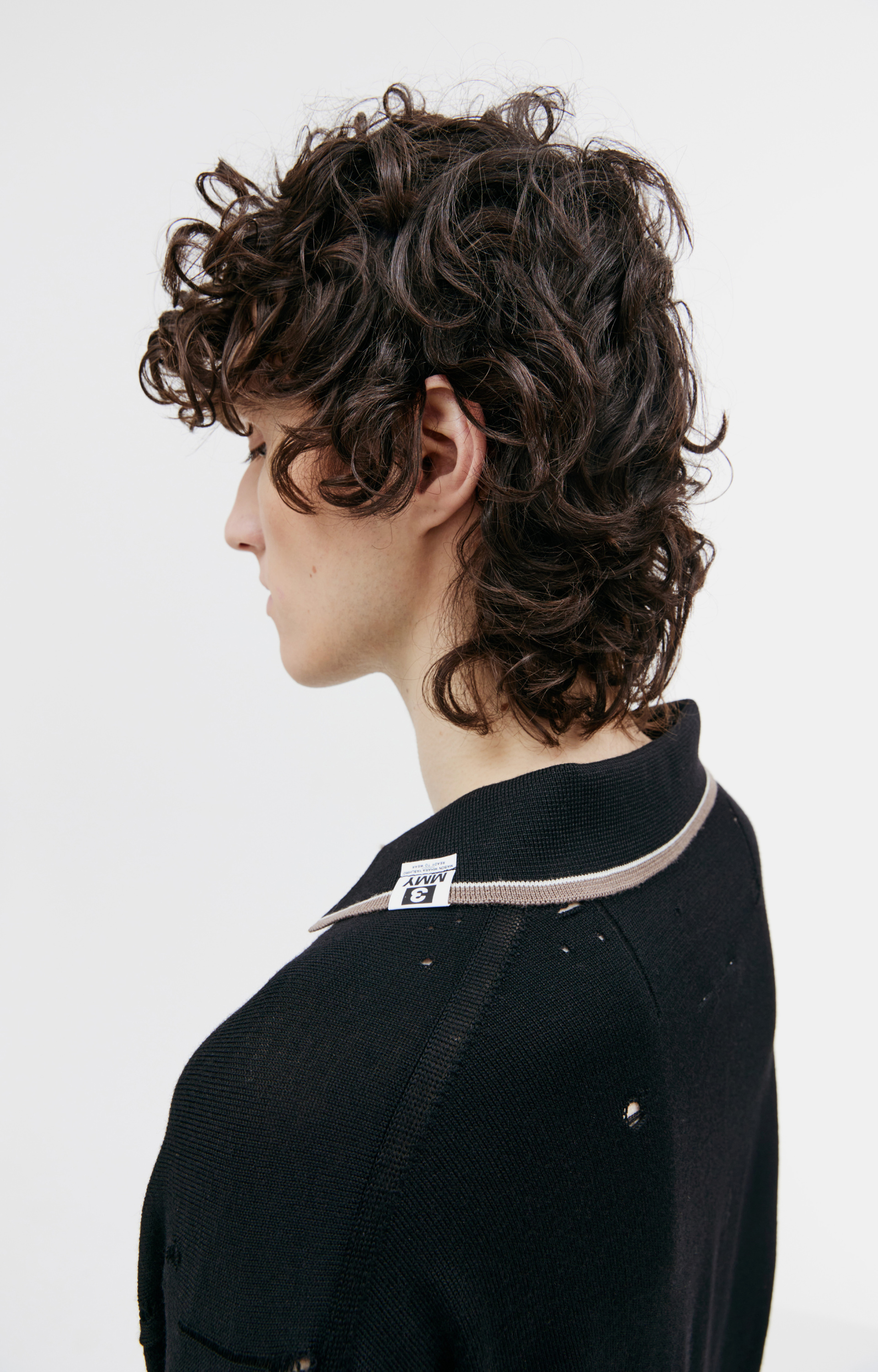 Maison Mihara Yasuhiro Distressed knit polo sweater