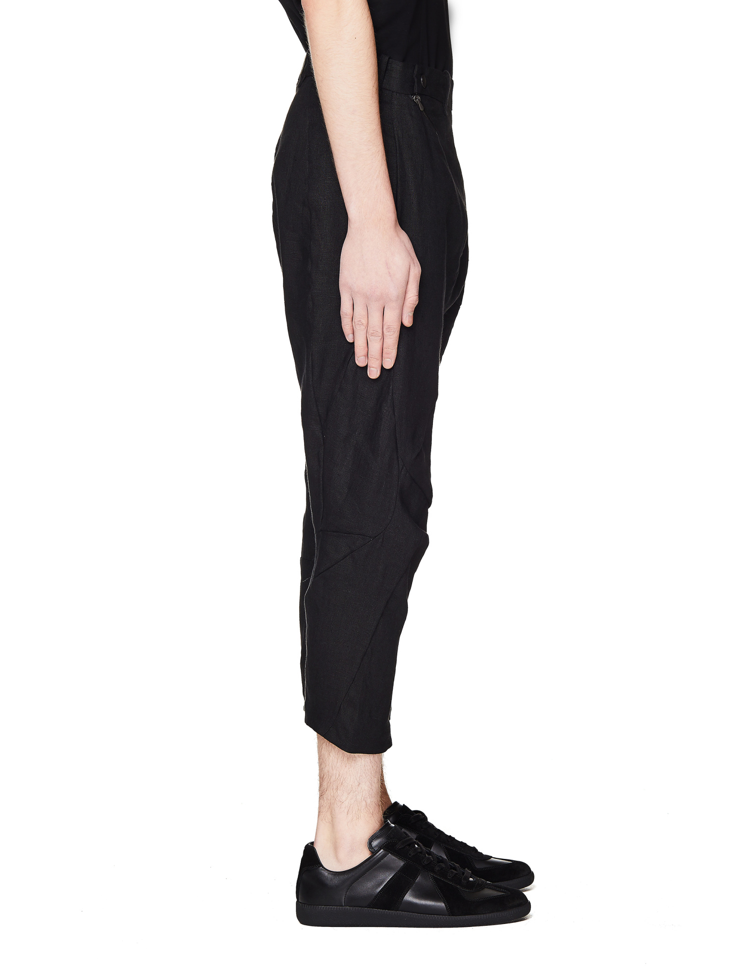 Leon Emanuel Blanck Black Linen Cropped Trousers