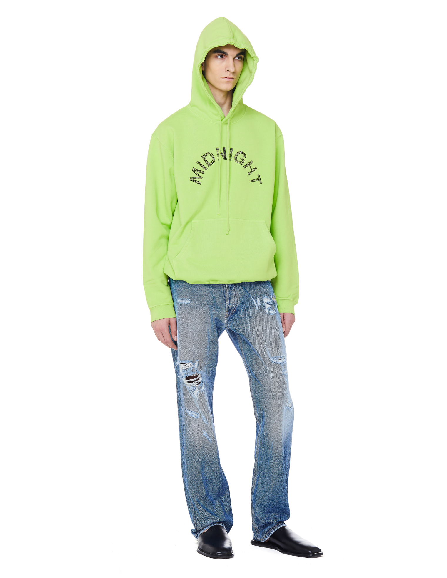 Midnight Studios Electric Green Crystal Logo Hoodie