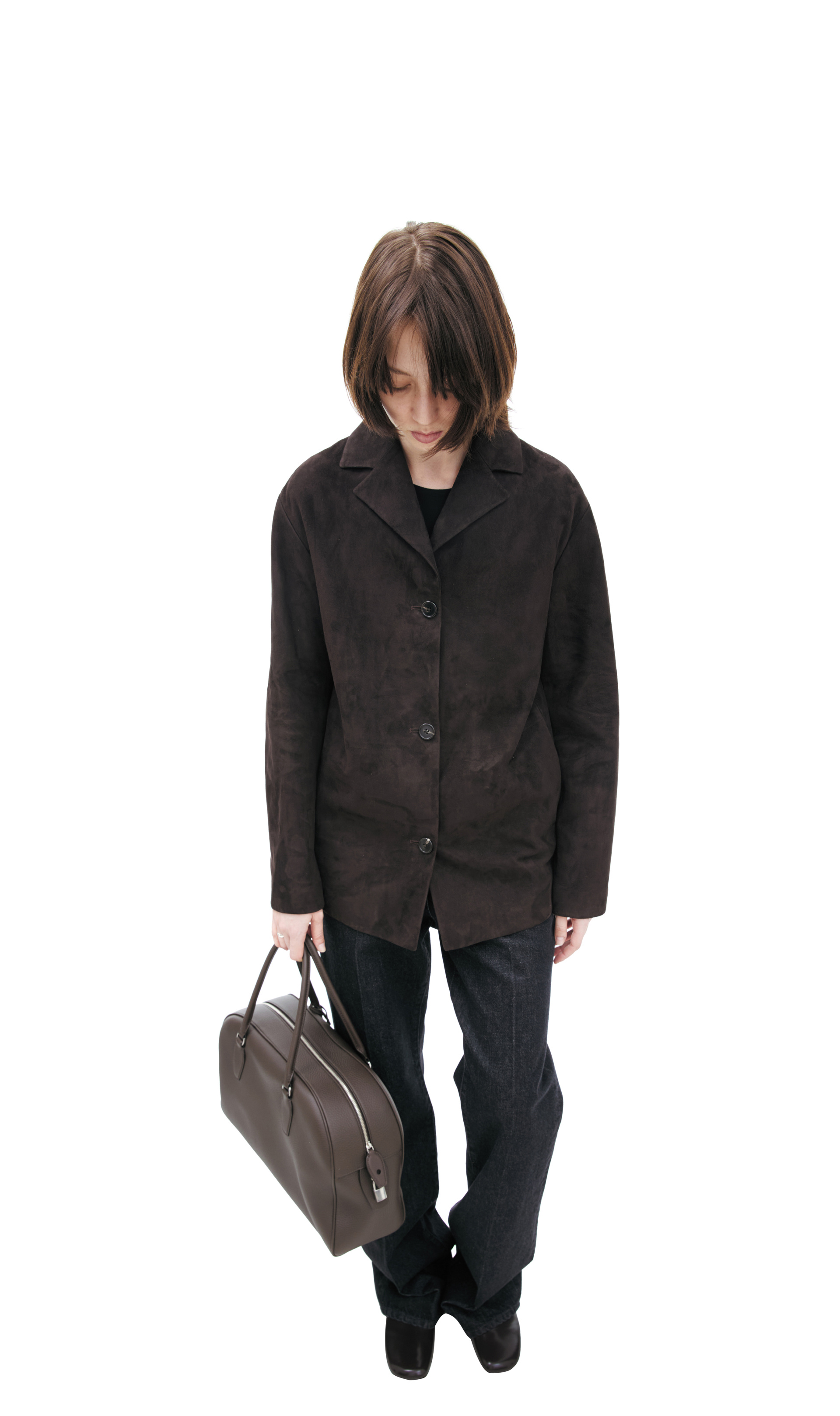 The Row Single-breasted suede jacket