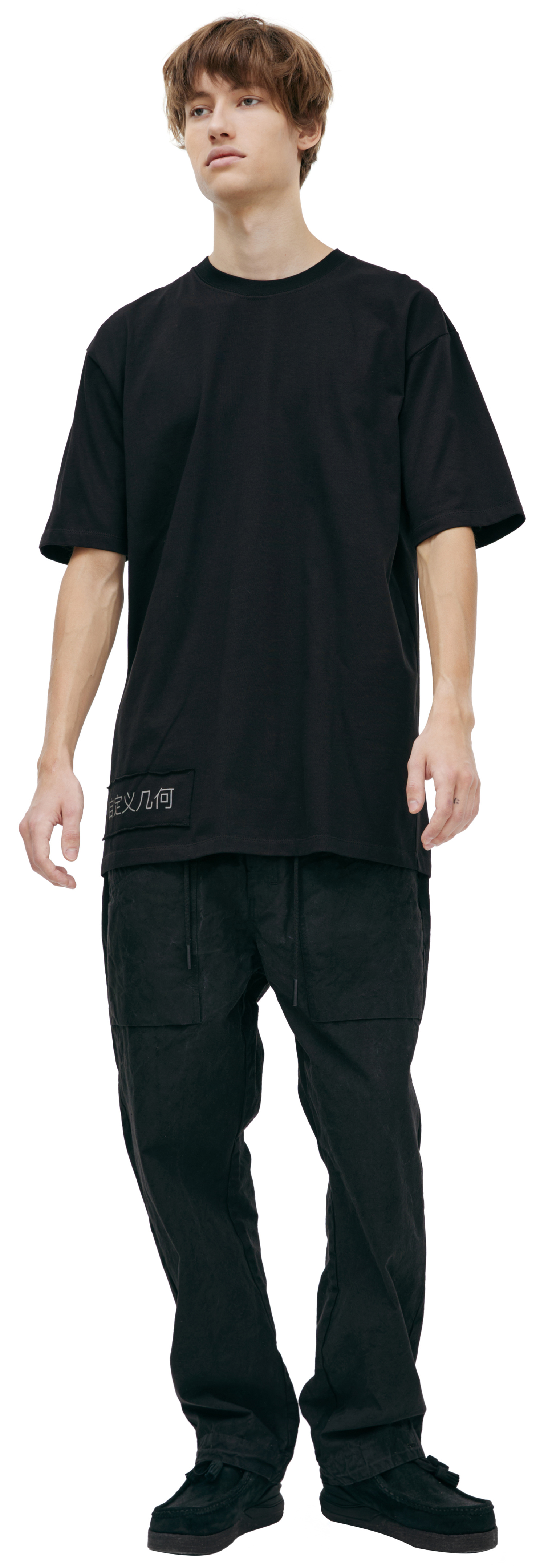 PLANIMETRY Black T-shirt with patch