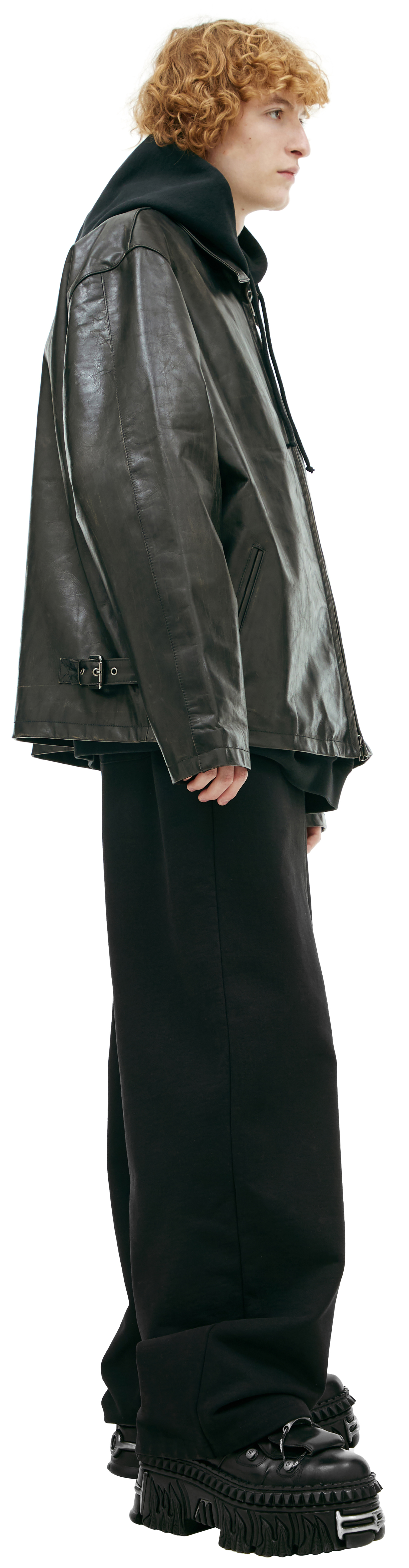 VETEMENTS Leather jacket with collar