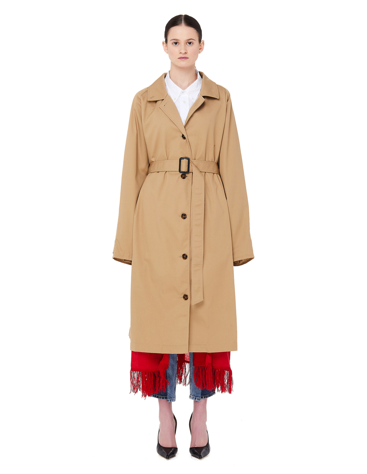 VETEMENTS Хлопковый двусторонний тренч с платком