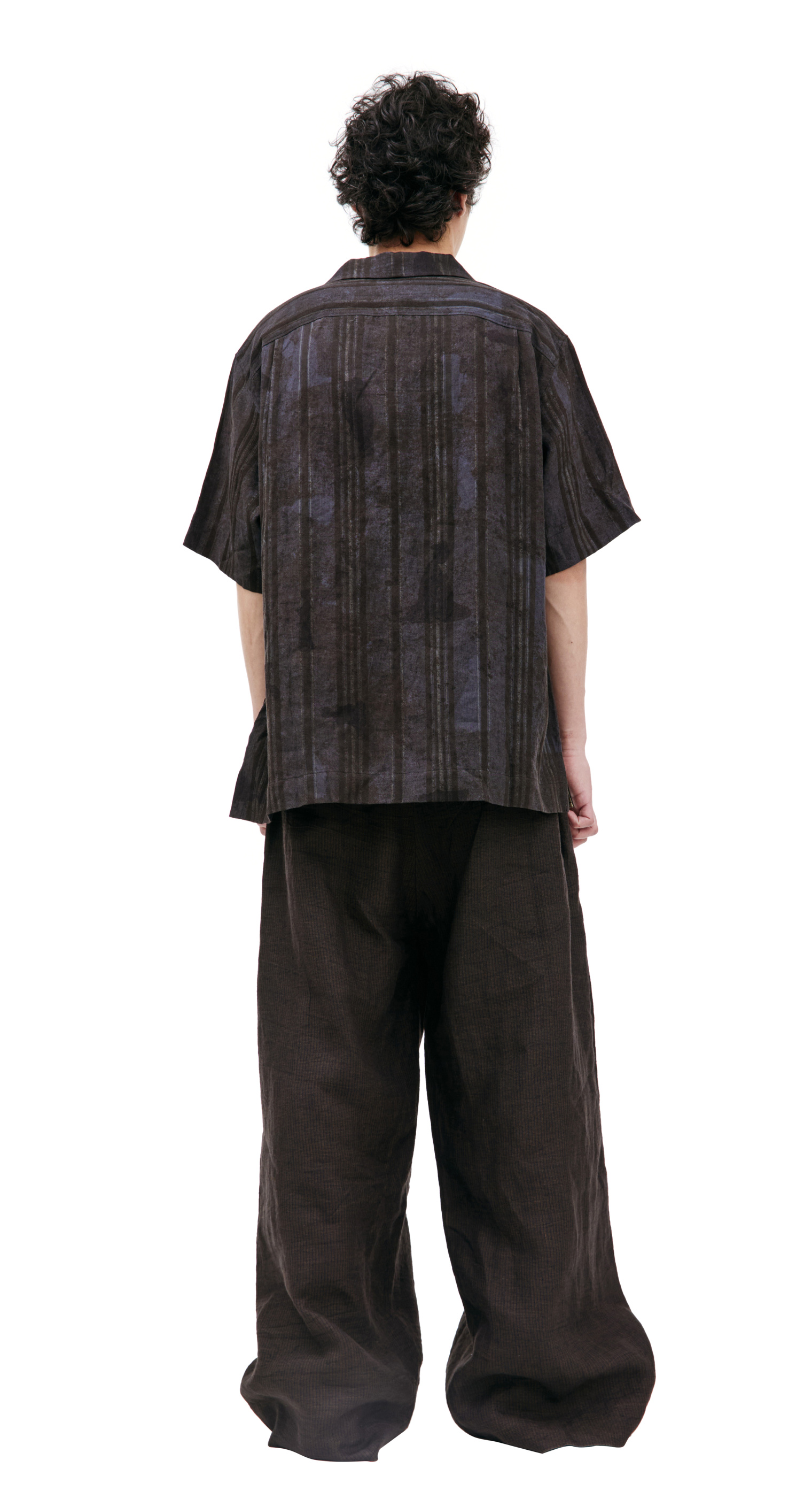 Ziggy Chen Льняная рубашка с коротким рукавом