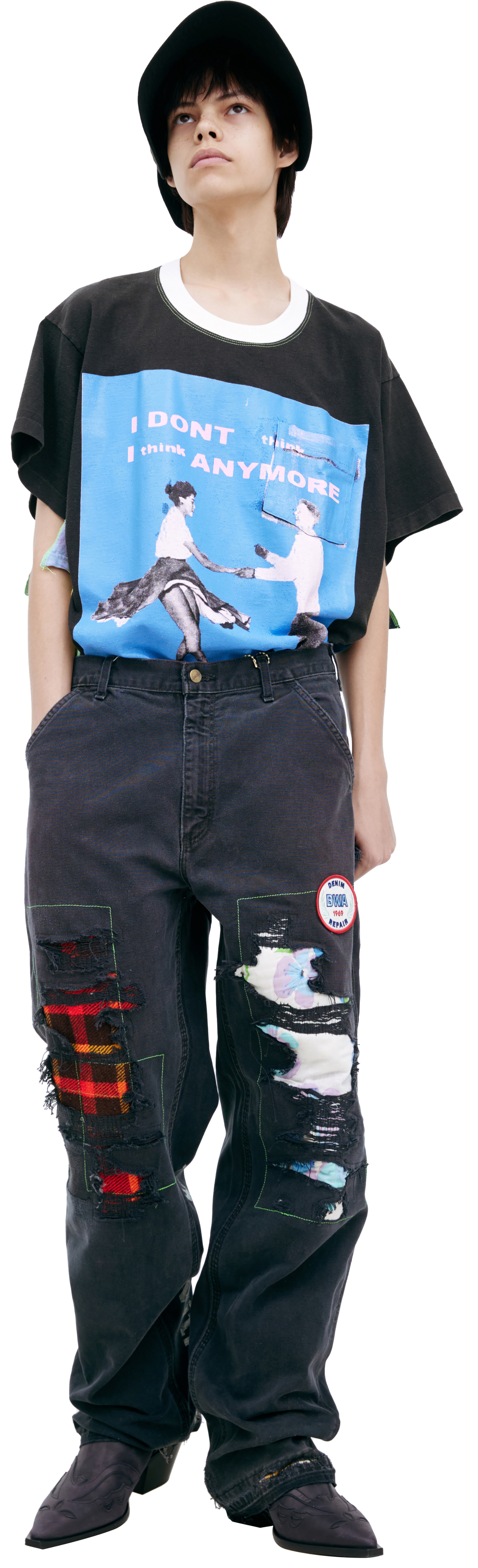 BETTER WITH AGE Black patch jeans