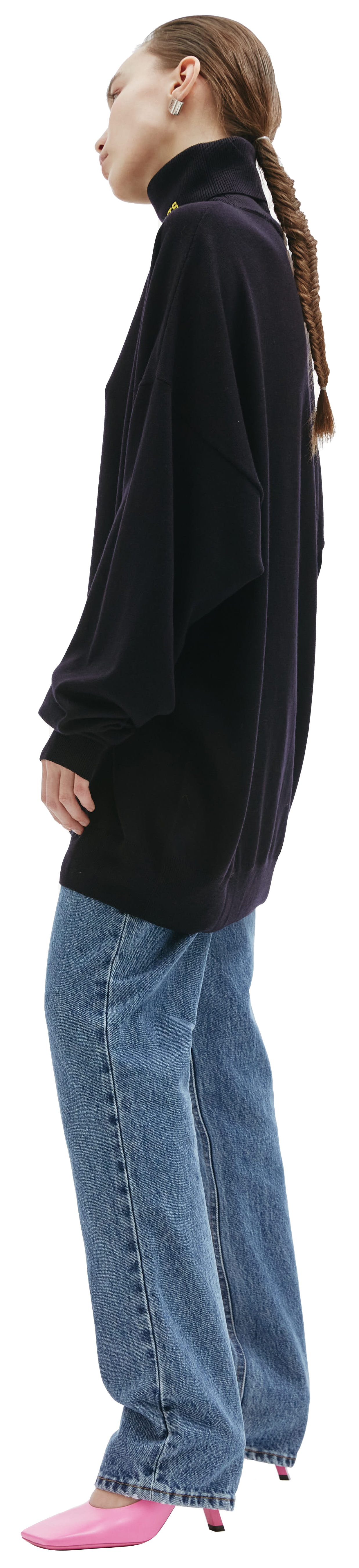 VETEMENTS Embroidered navy turtleneck