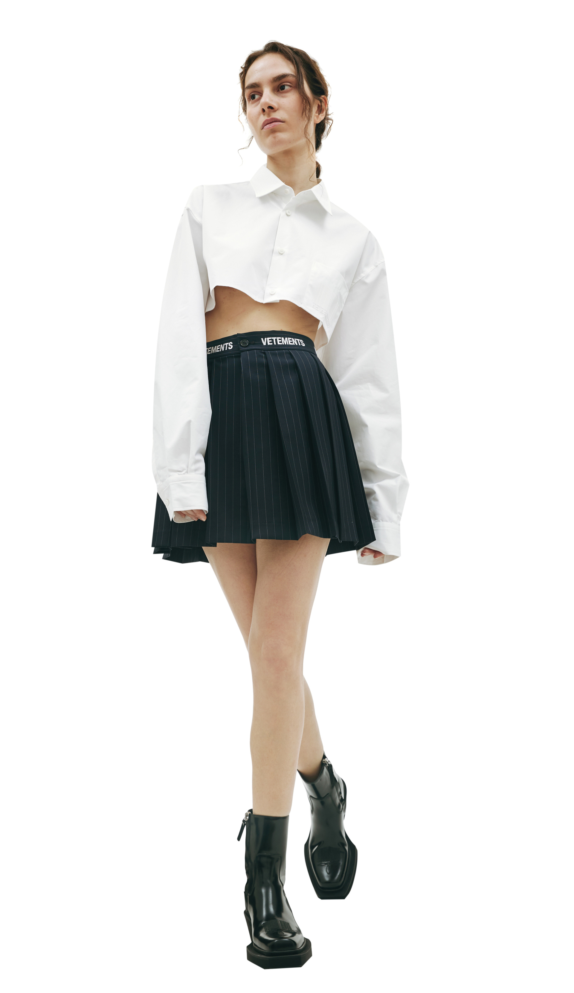 VETEMENTS Navy blue pleated skirt