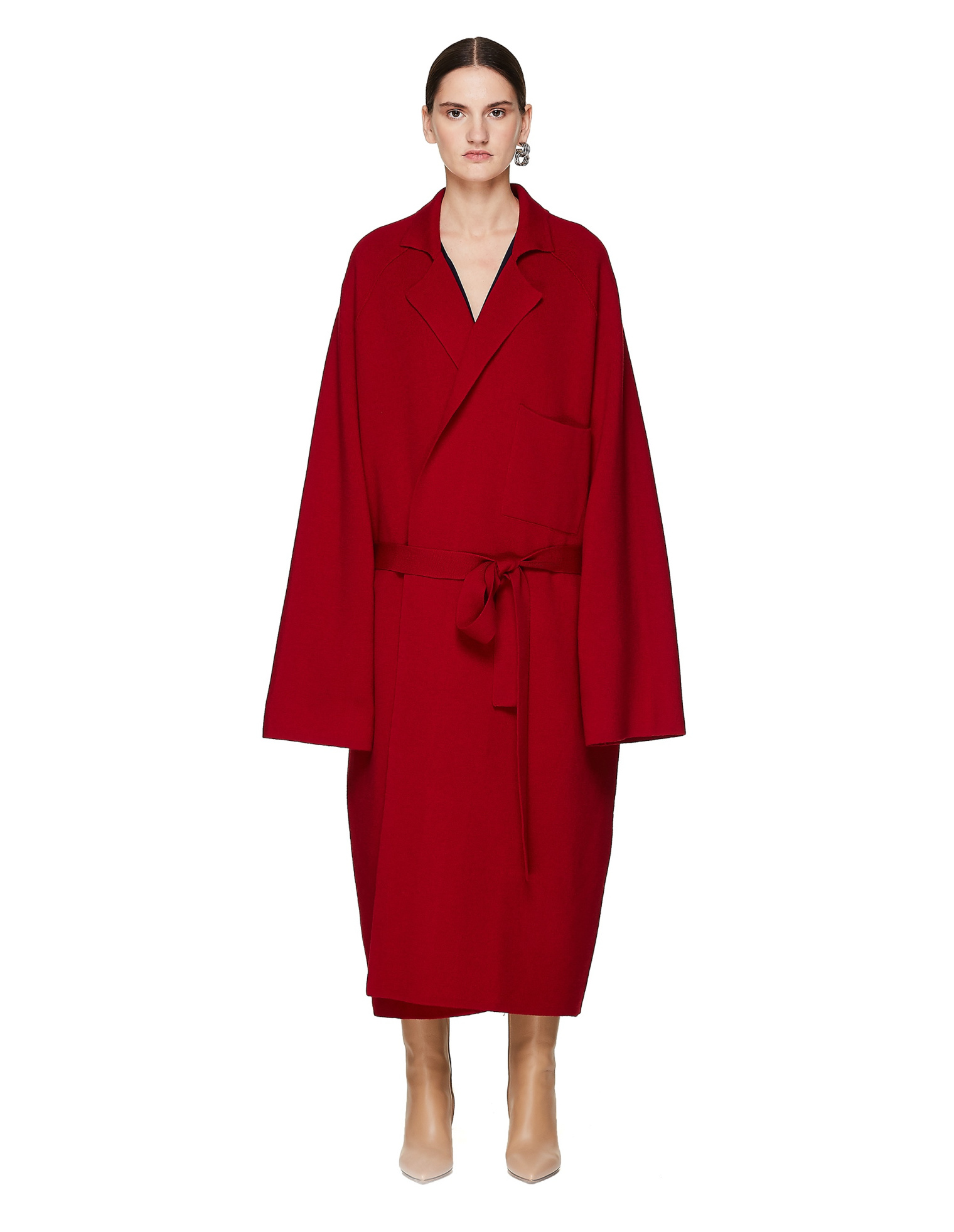 Haider Ackermann Red Knitted Wool & Cashmere Coat
