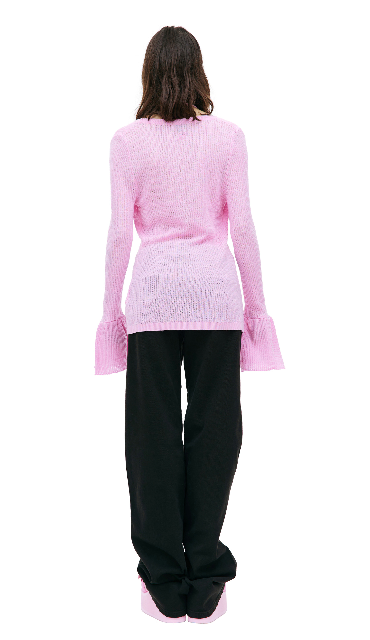 Blumarine Pink wool cardigan with bra