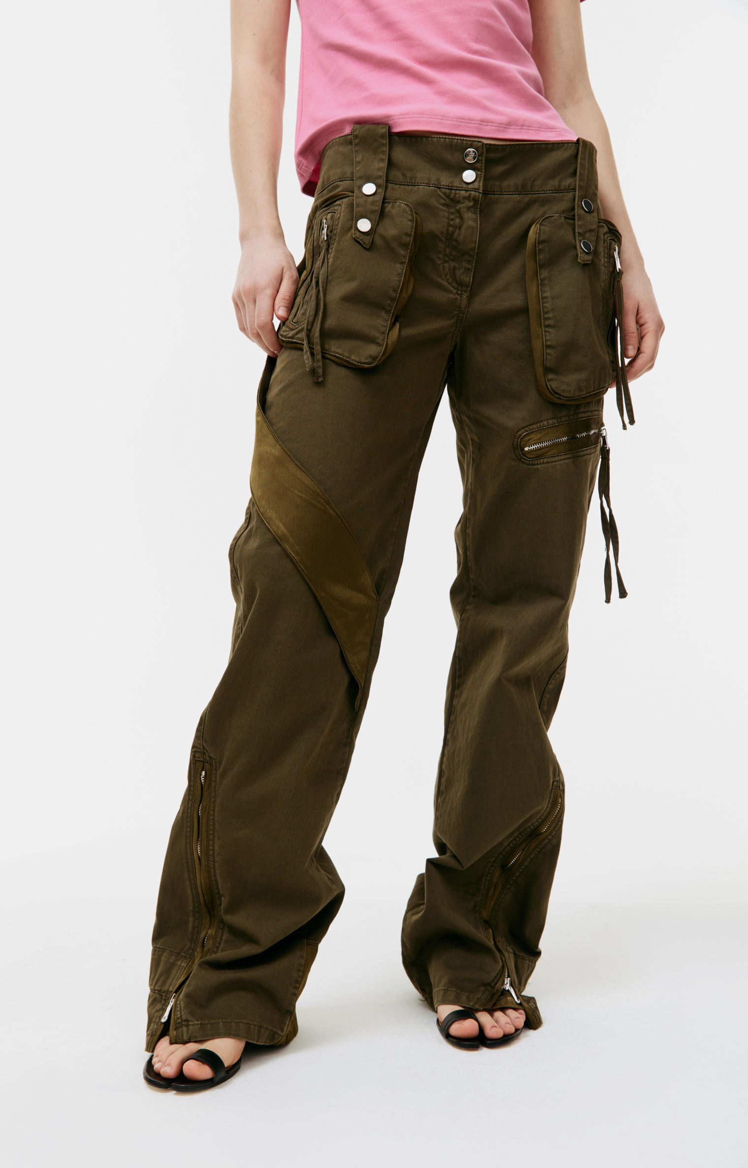 Blumarine Khaki denim cargo trousers