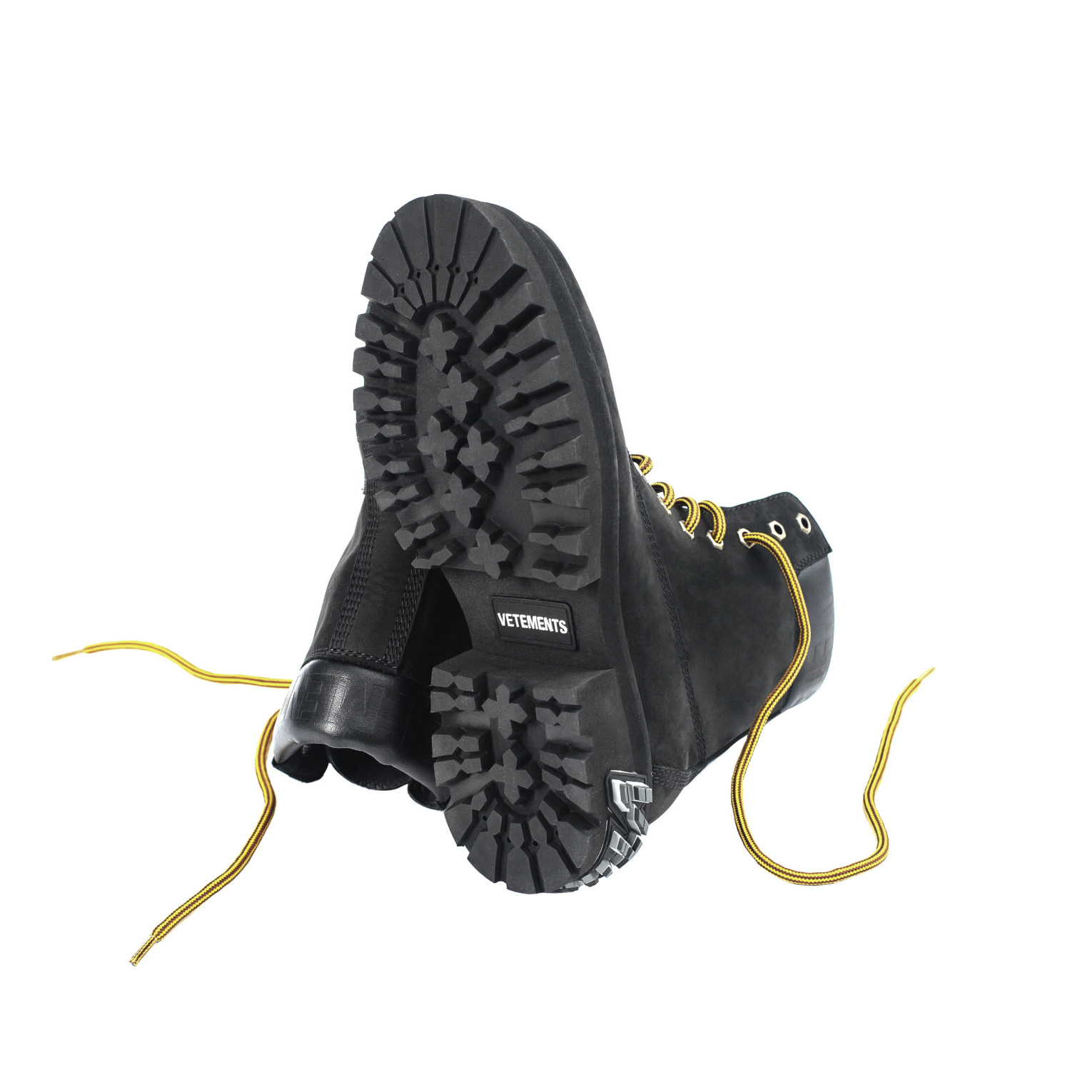 VETEMENTS Black Rubbered Logo Boots