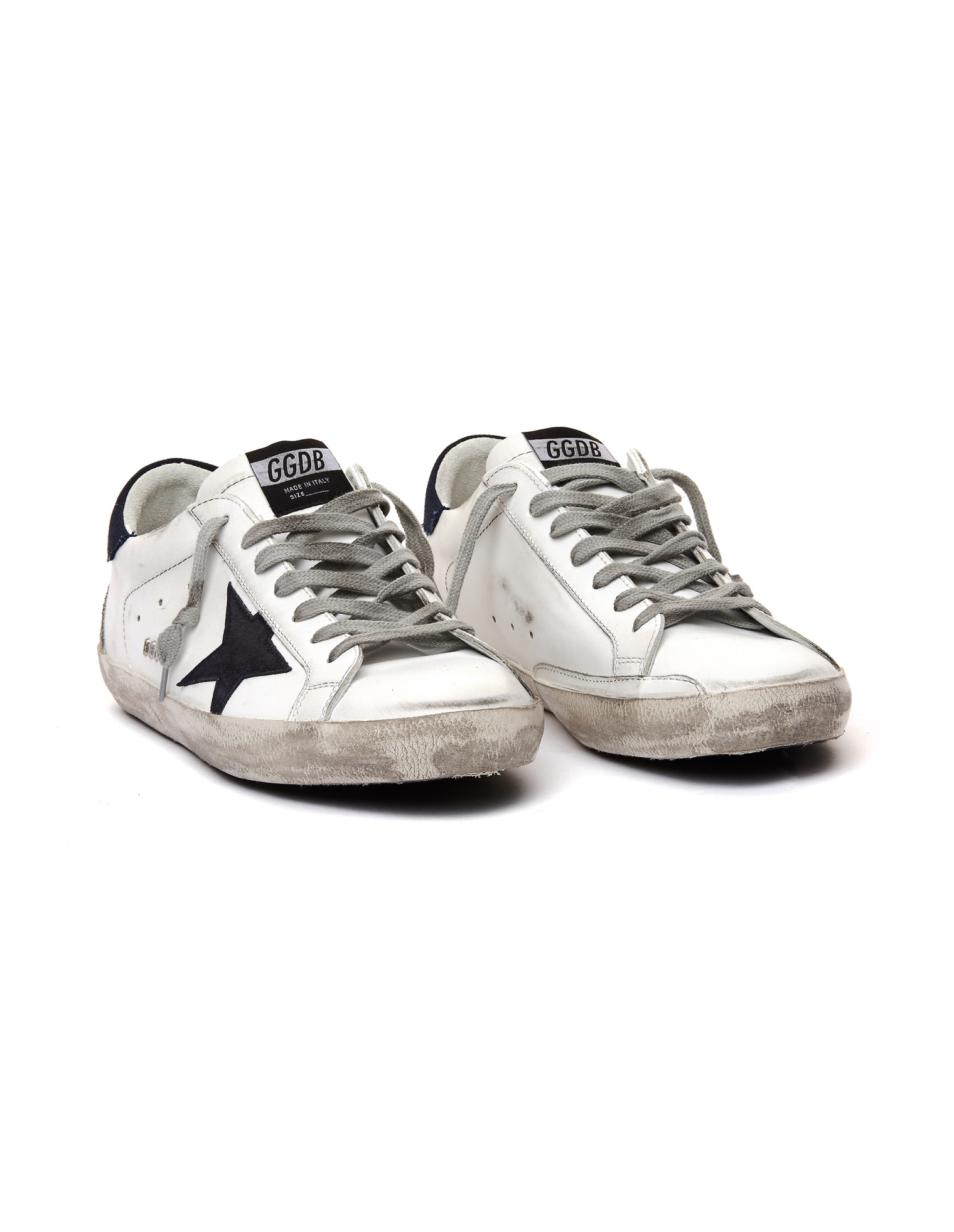 Golden Goose Белые кеды Superstar с синим задником