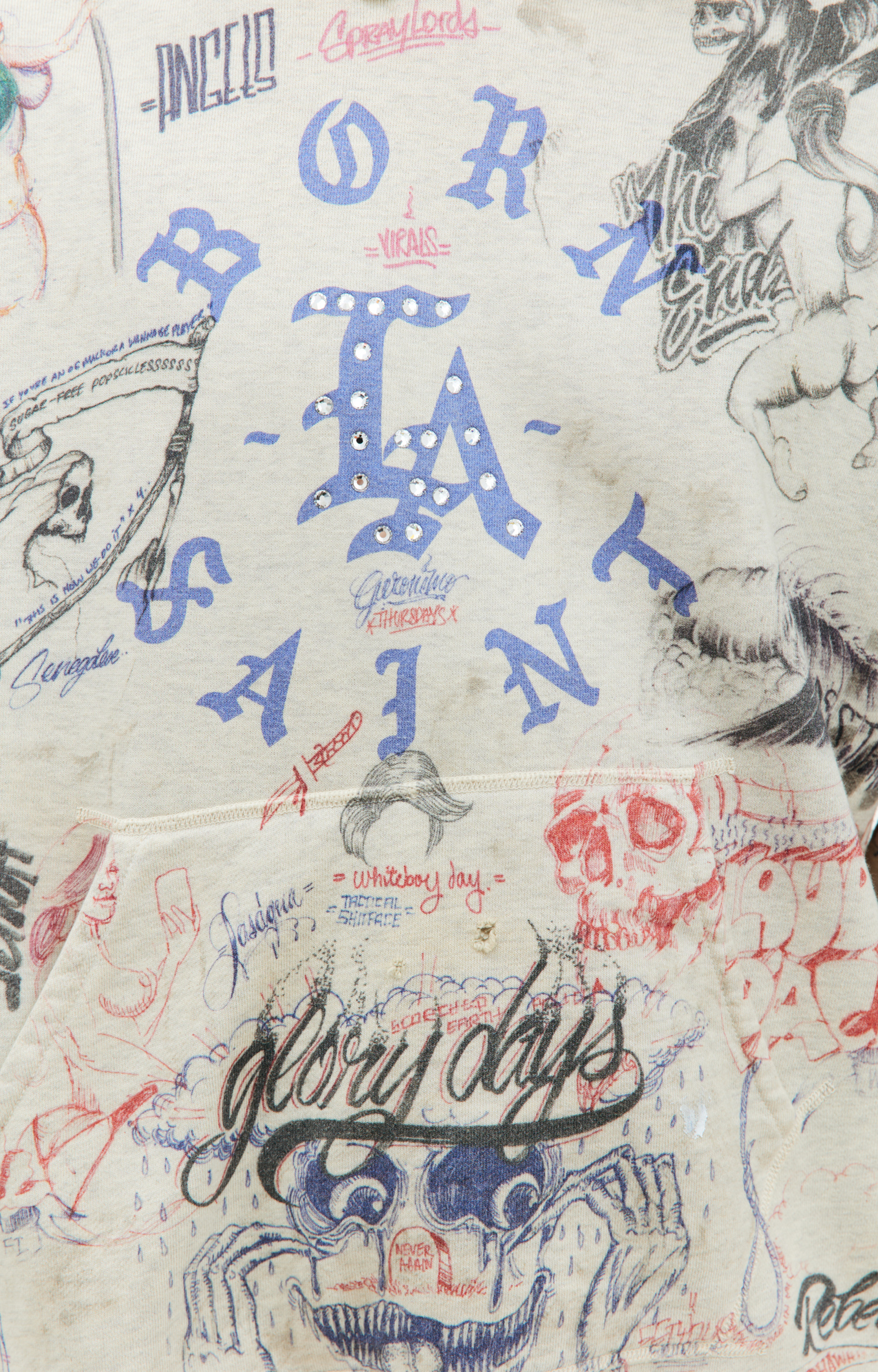 Buy Saint Mxxxxxx men beige born x raised printed hoodie for